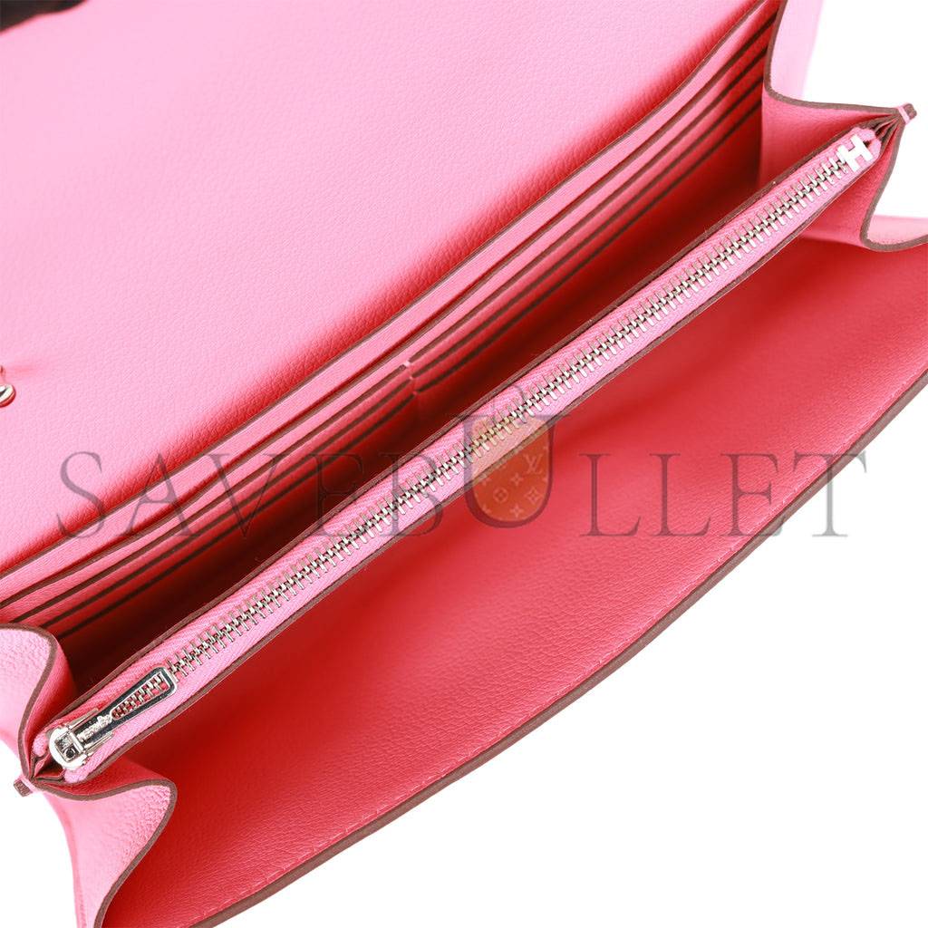 H**mes constance wallet to go rose azalee evercolor palladium hardware (20.3*11.4*3.8cm)