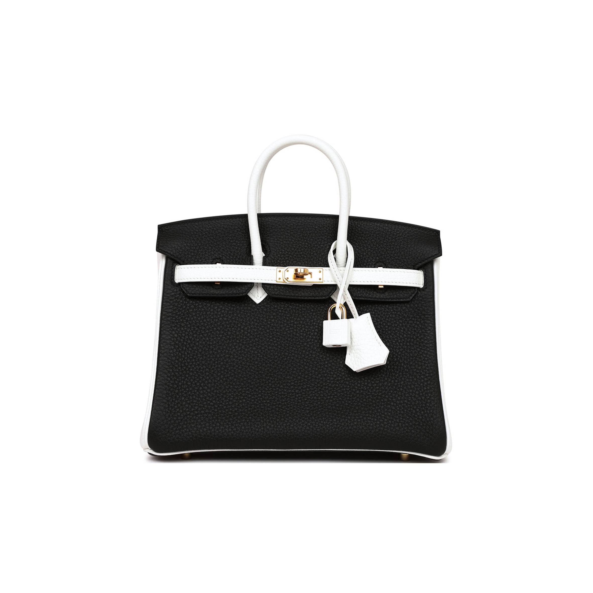 H**mes special order (hss) birkin 25 black and white clemence gold hardware (25cm)