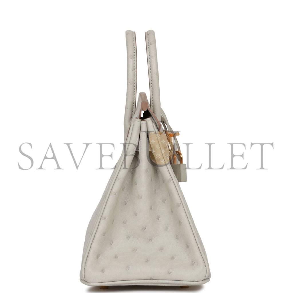 H**mes birkin 25 gris perle ostrich gold hardware handmade (25cm)