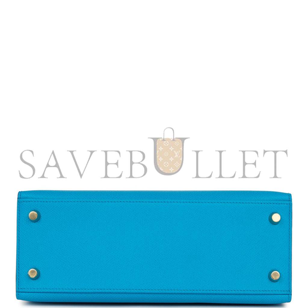 H**mes kelly sellier 25 bleu frida epsom gold hardware (25*17*7cm)