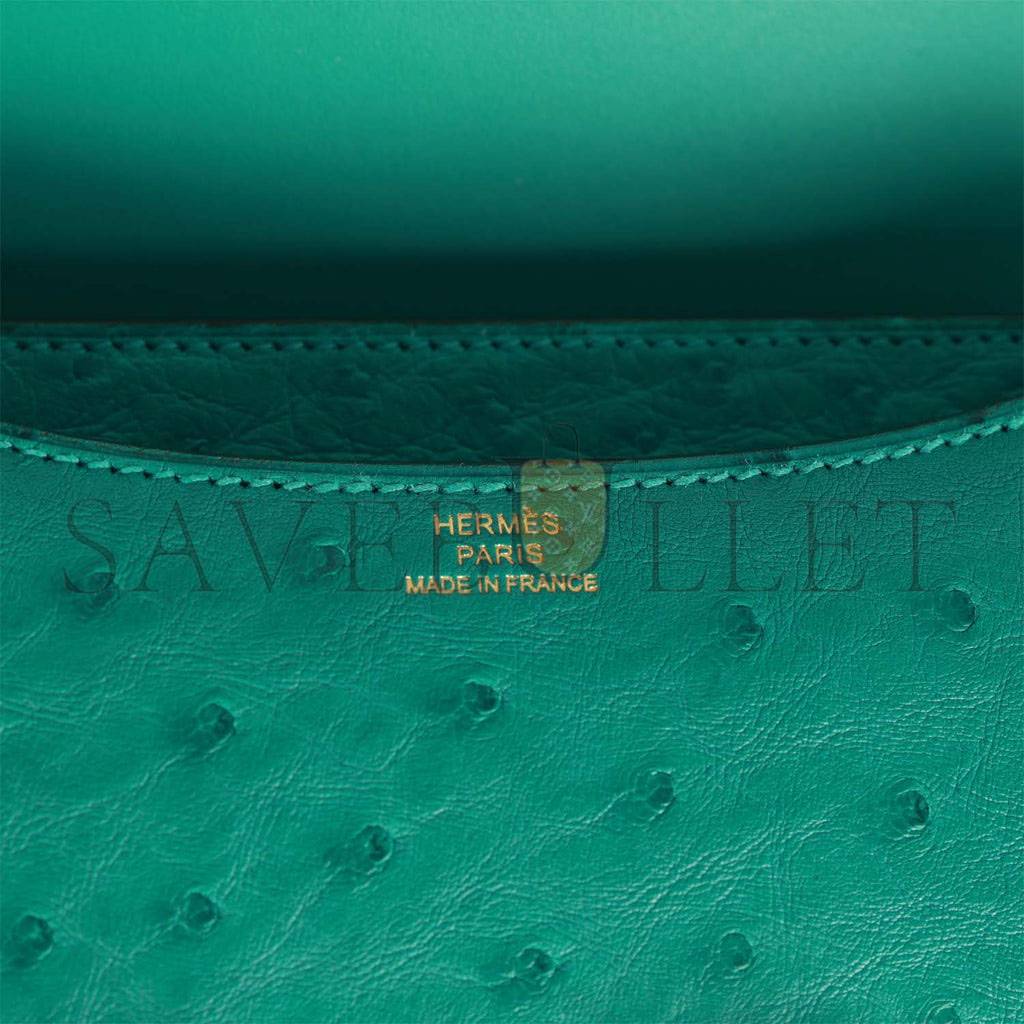 H**mes constance 18 vert verone ostrich gold hardware 39873610481758 (18cm)