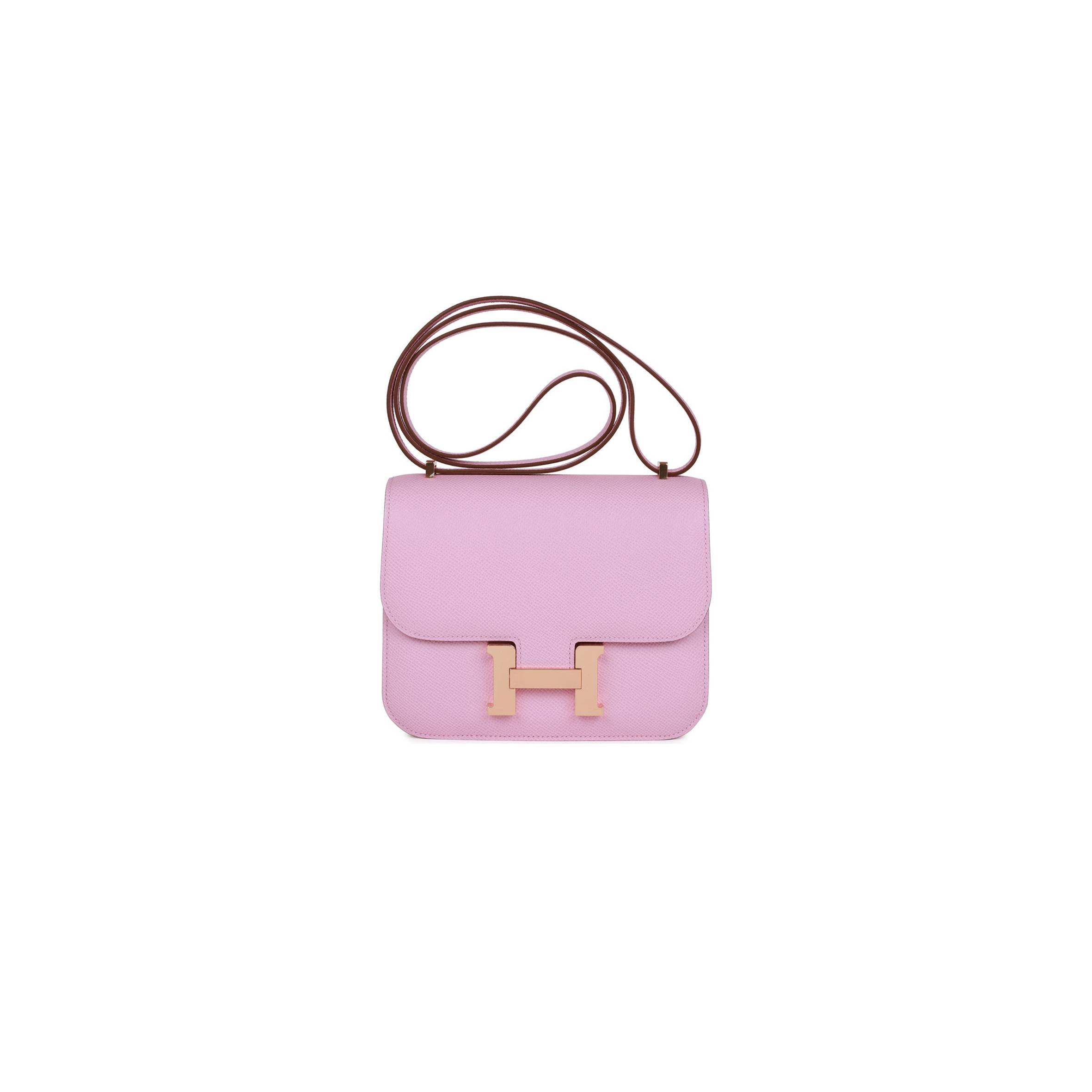 H**mes constance 18 mauve sylvestre epsom rose gold hardware (18cm)