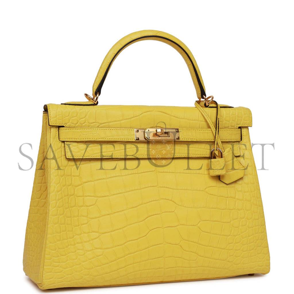 H**mes special order (hss) kelly retourne 32 mimosa matte alligator gold hardware (32.*23*10.5cm)