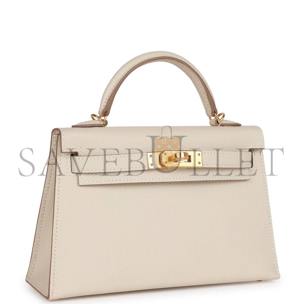 H**mes mini kelly sellier 20 craie epsom gold hardware (19*12*5.5cm)