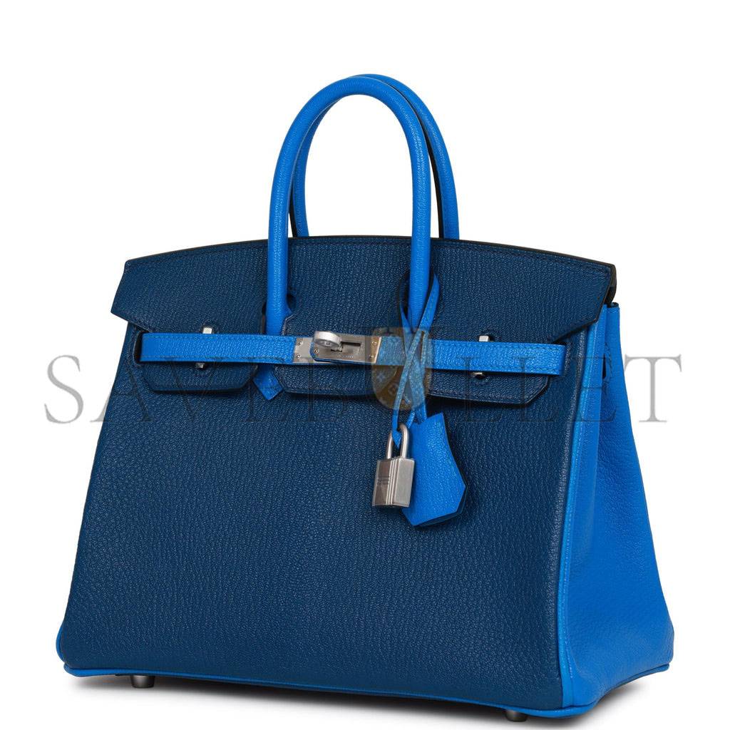 H**mes special order (hss) birkin 25 bleu hydra and bleu saphir chÈvre brushed palladium hardware handmade (25cm)