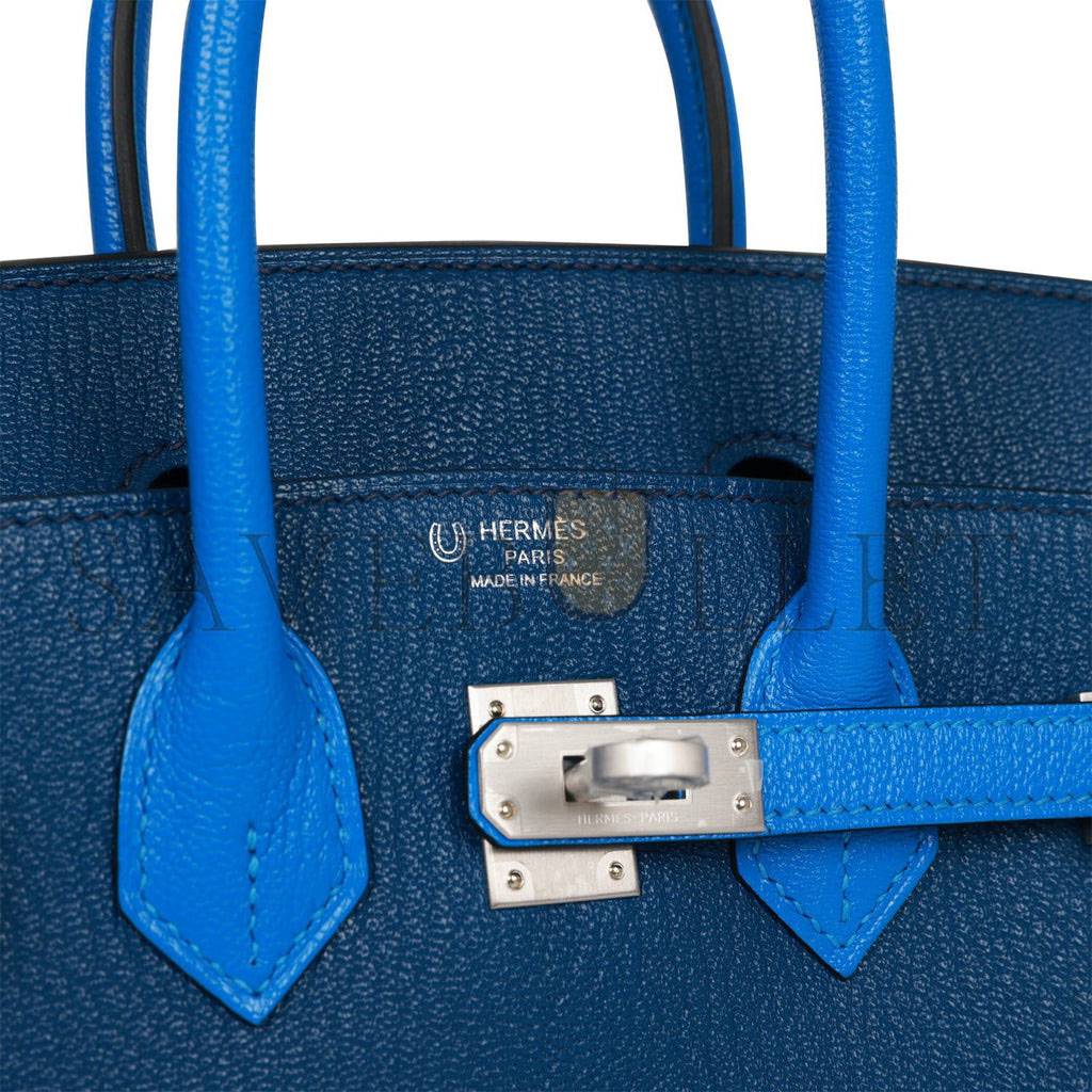 H**mes special order (hss) birkin 25 bleu hydra and bleu saphir chÈvre brushed palladium hardware handmade (25cm)
