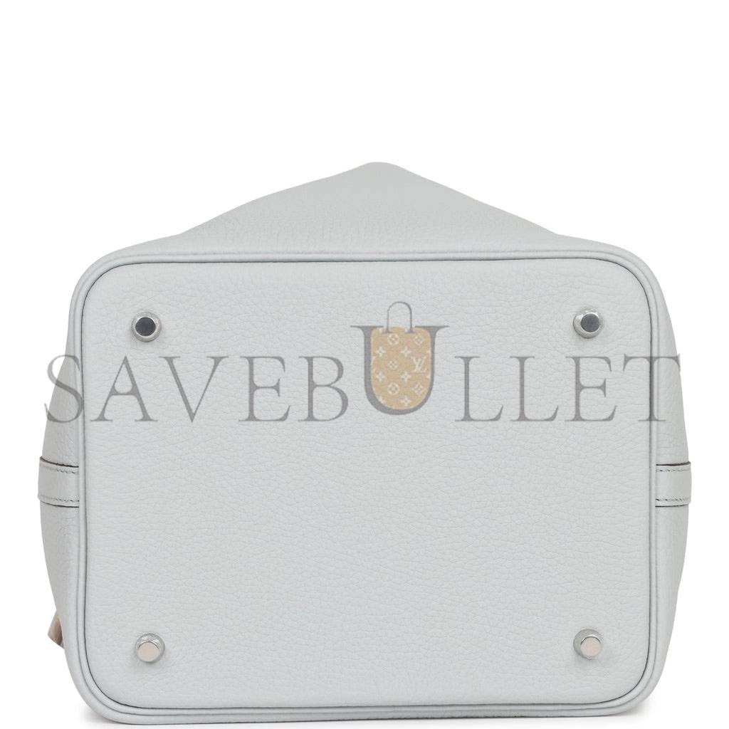 H**mes picotin lock 22 bleu pale clemence palladium hardware (22*21*18cm)