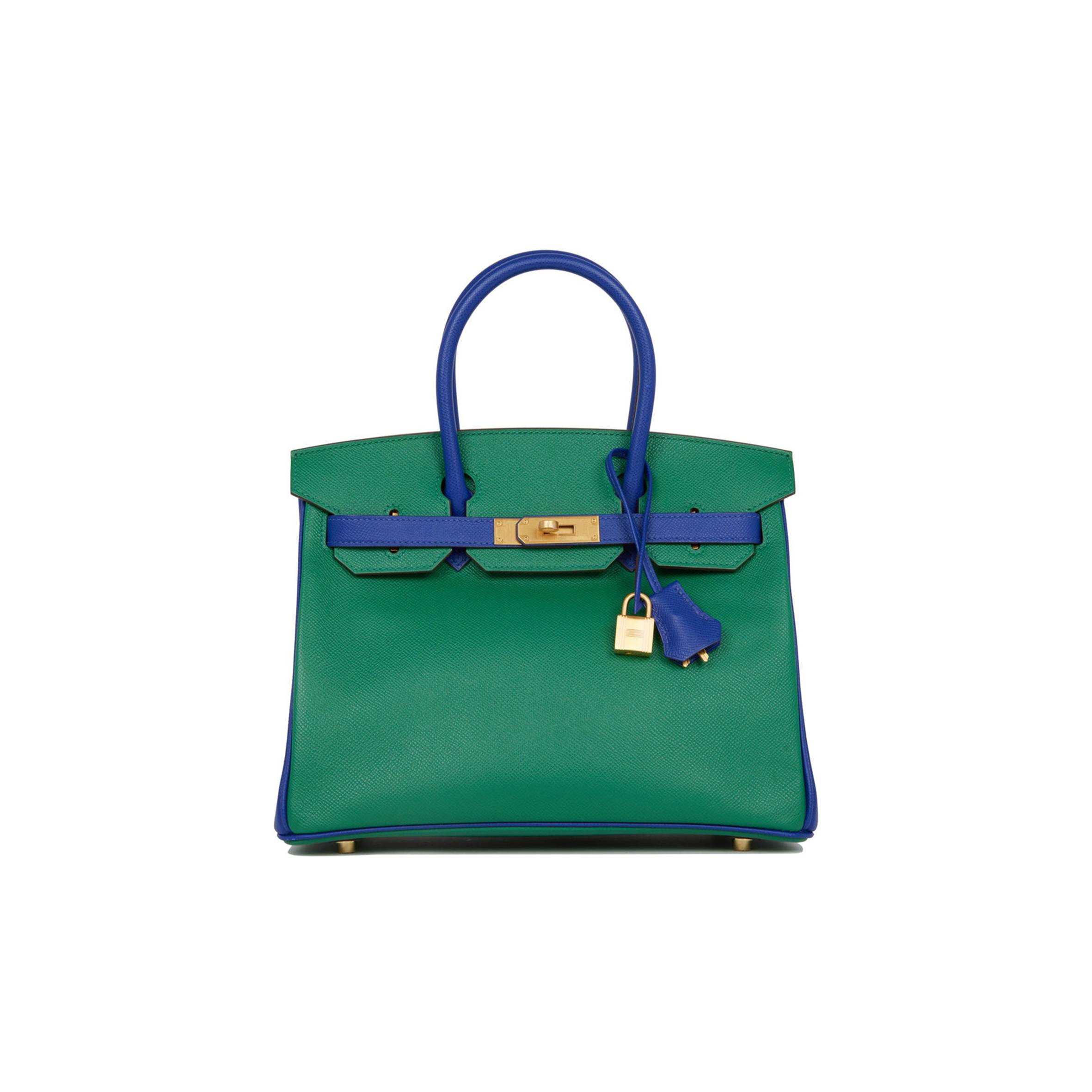 H**mes special order (hss) birkin 30 vert verone and bleu electric epsom brushed gold hardware ( 30cm*22*16cm)