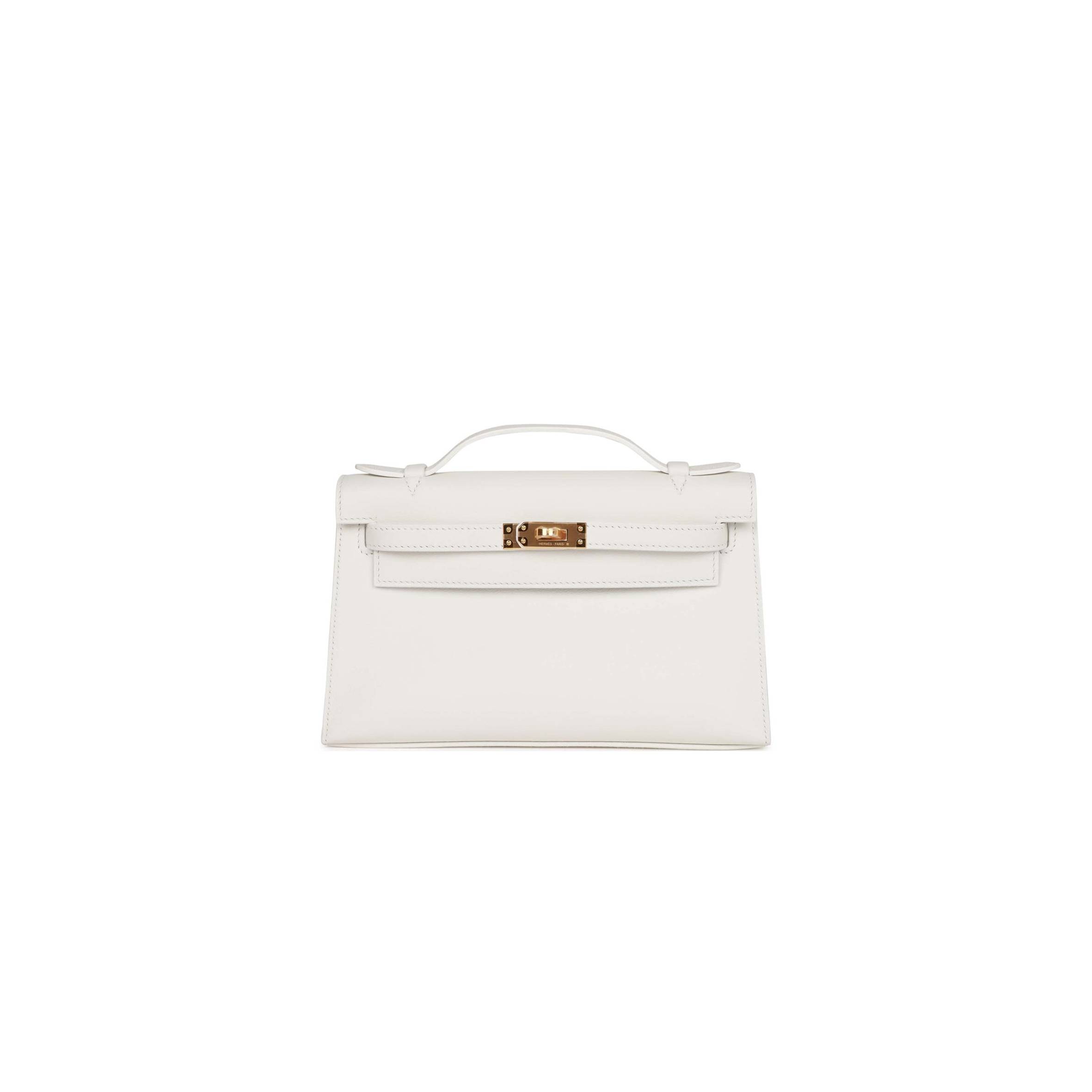 H**mes mini kelly pochette white swift gold hardware (22*14*7cm)