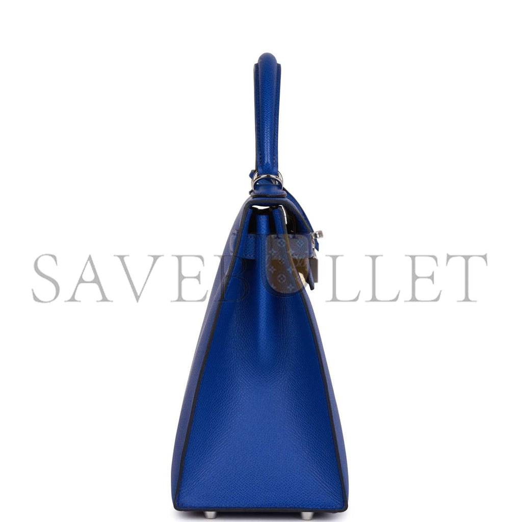 H**mes bleu royal epsom sellier kelly 28cm palladium hardware (28cm)