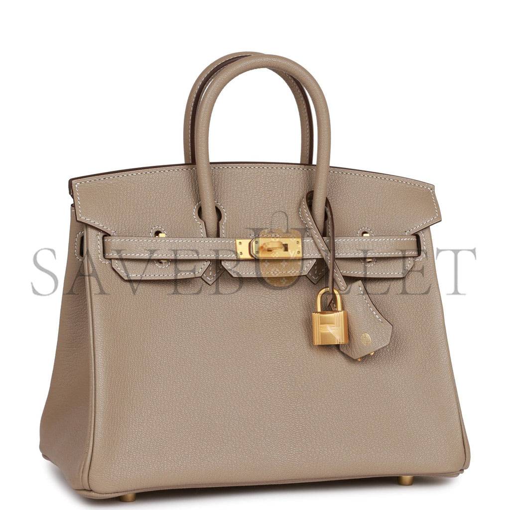 H**mes special order (hss) birkin 25 gris tourterelle verso chevre brushed gold hardware handmade (25cm)