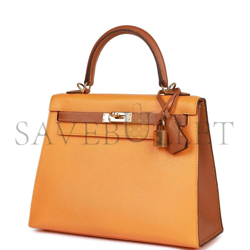H**mes special order (hss) kelly sellier 25 jaune ambre and gold epsom gold hardware handmade (25*17*7cm)