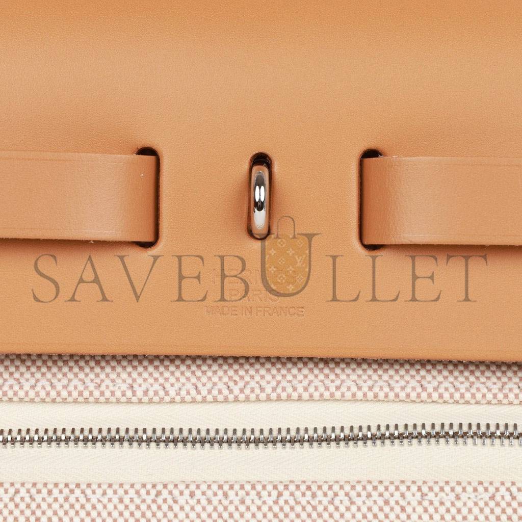 H**mes herbag zip pm 31 brides de gala toile h berline natural sable palladium hardware(30*27*11cm)