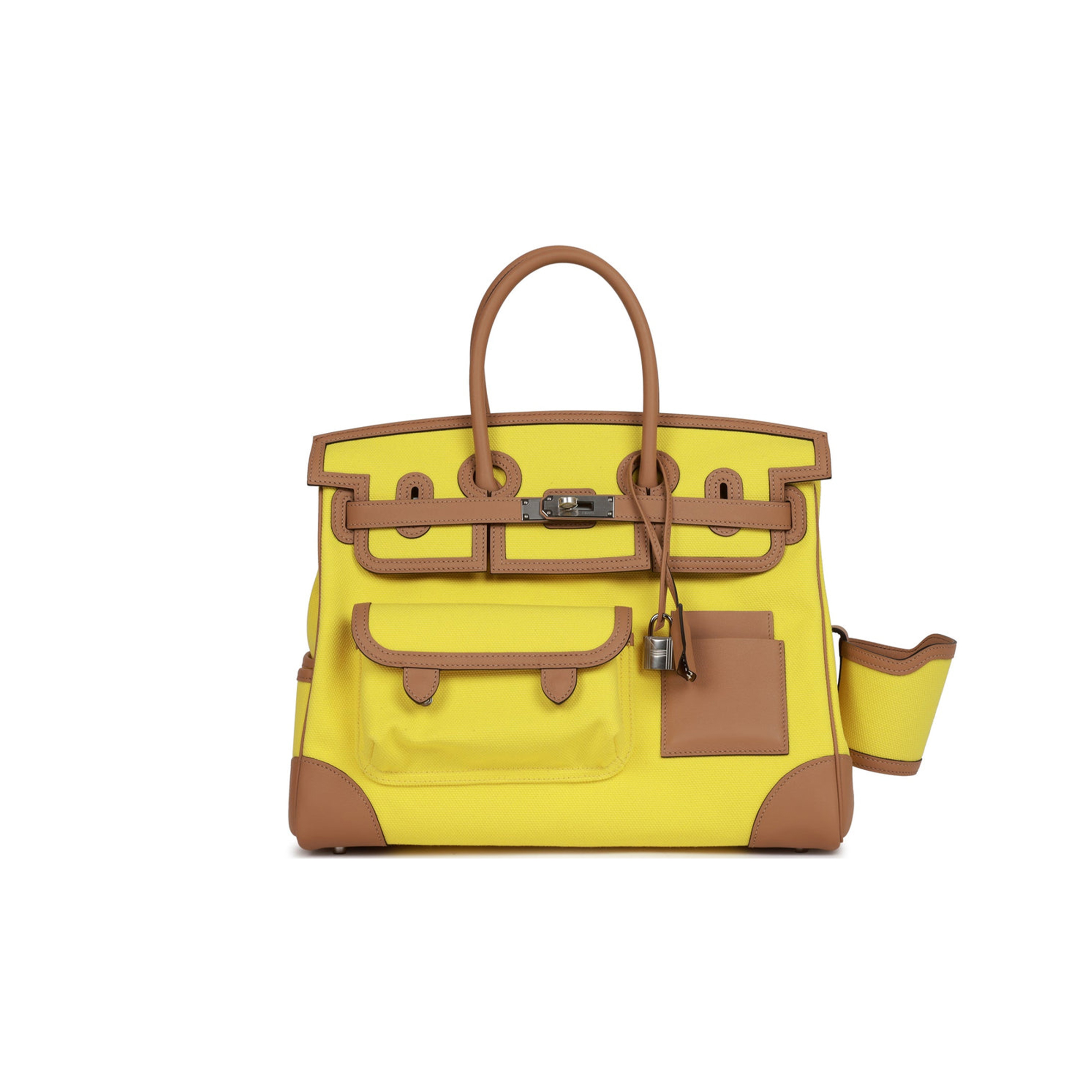 H**mes birkin cargo 35 jaune citron toile and chai swift palladium hardware 39728751083614 (35*28*18cm)