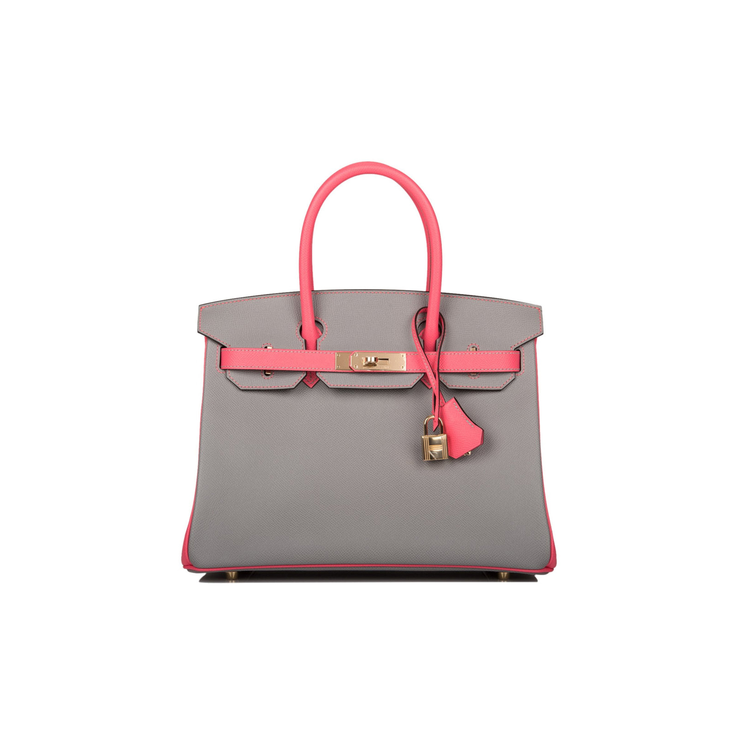 H**mes special order (hss) birkin 30 gris mouette and rose azalee epsom permabrass hardware( 30cm*22*16cm)