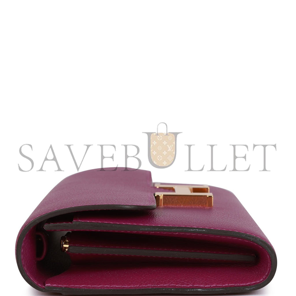 H**mes constance wallet to go anemone evercolor gold hardware (22*11cm)