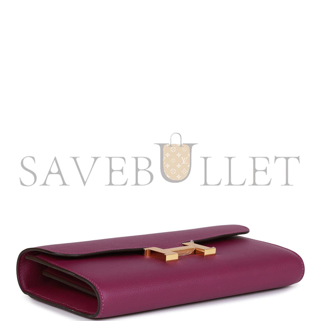 H**mes constance wallet to go anemone evercolor gold hardware (22*11cm)