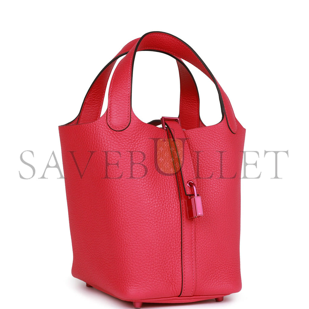 h**mes monoCh*0me picotin 18 rose mexico clemence pink hardware (18*12*19cm)