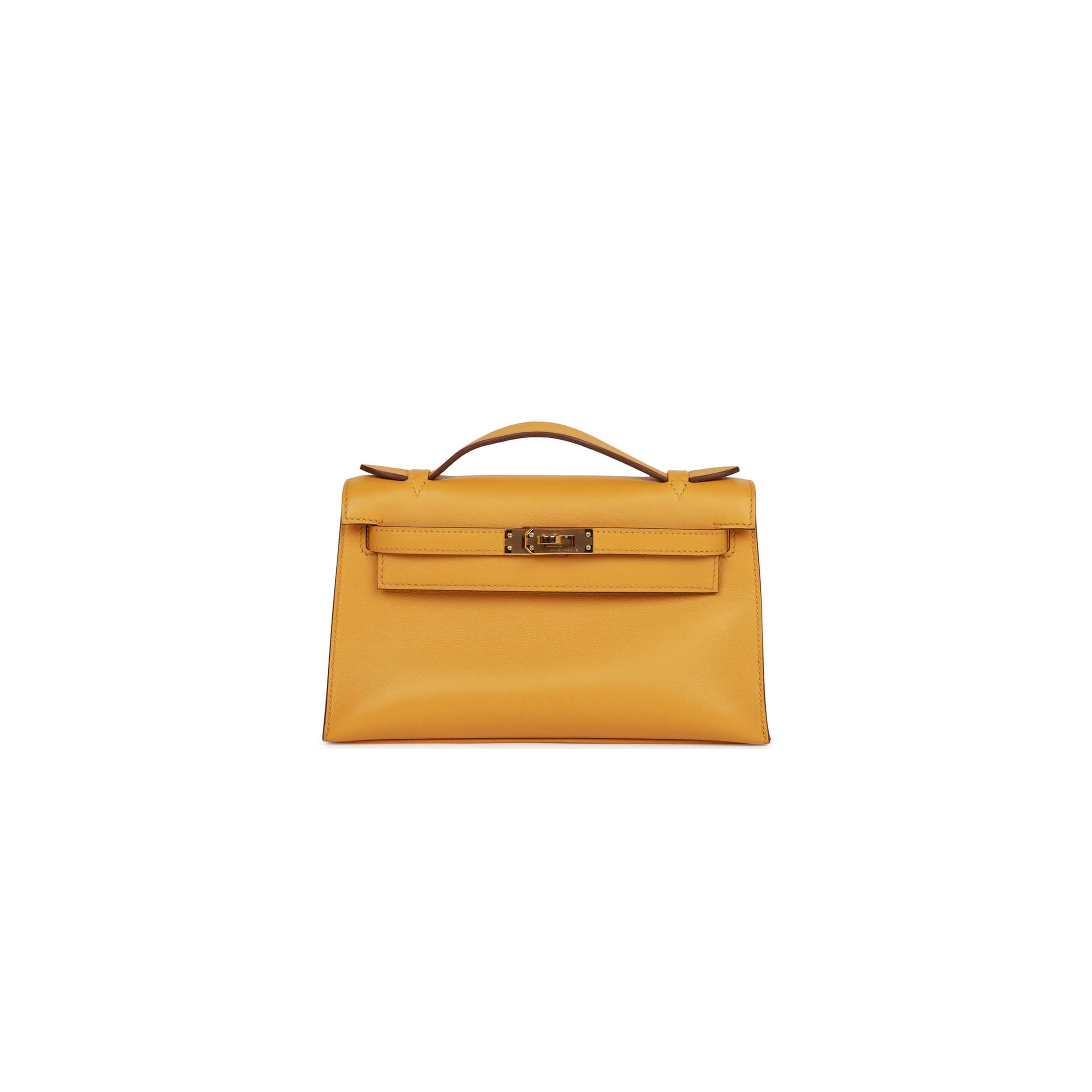 H**mes kelly pochette jaune ambre swift gold hardware (22*12*13cm)