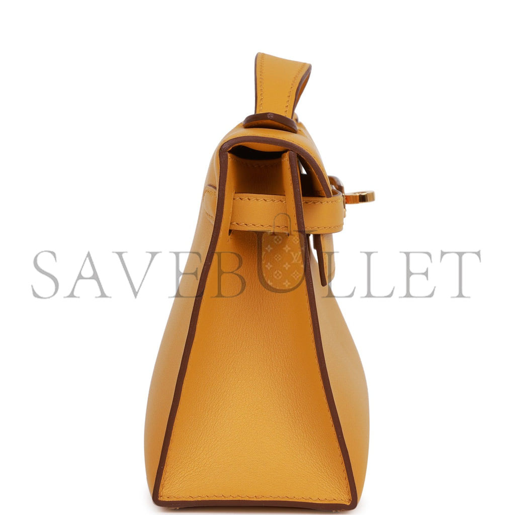 H**mes kelly pochette jaune ambre swift gold hardware (22*12*13cm)