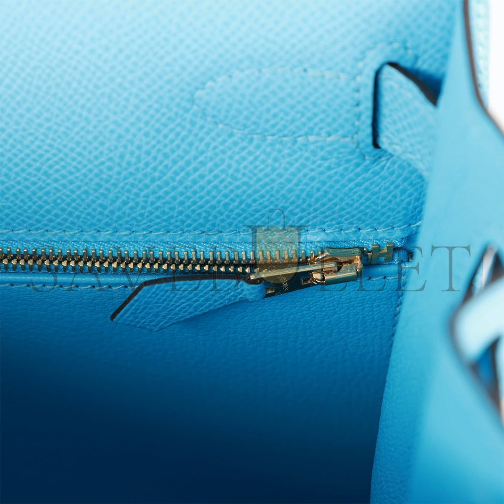 H**mes kelly sellier 28 celeste epsom gold hardware (25*17*7cm)