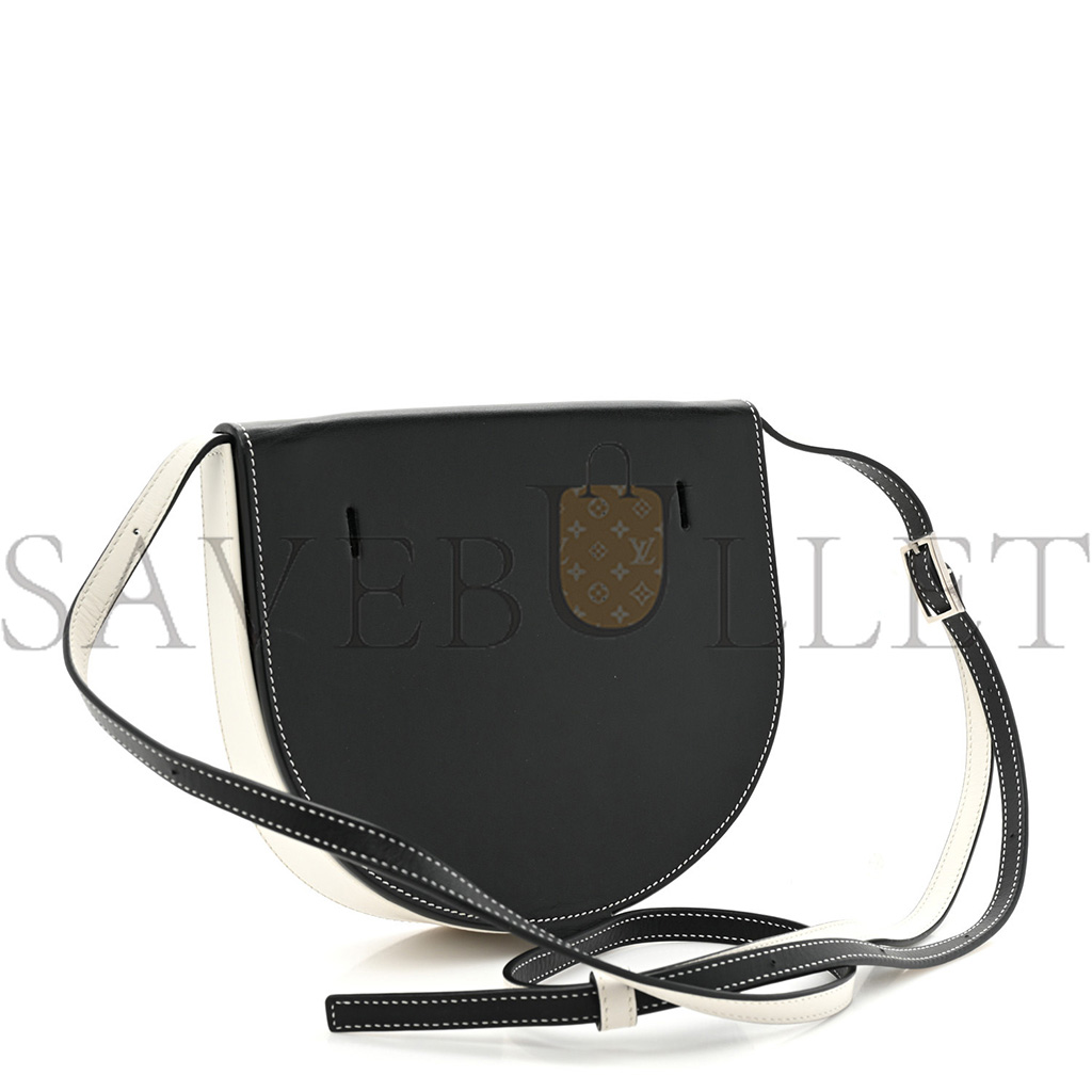 l*ew* soft calfskin heel bag black soft white (18*15*4cm)