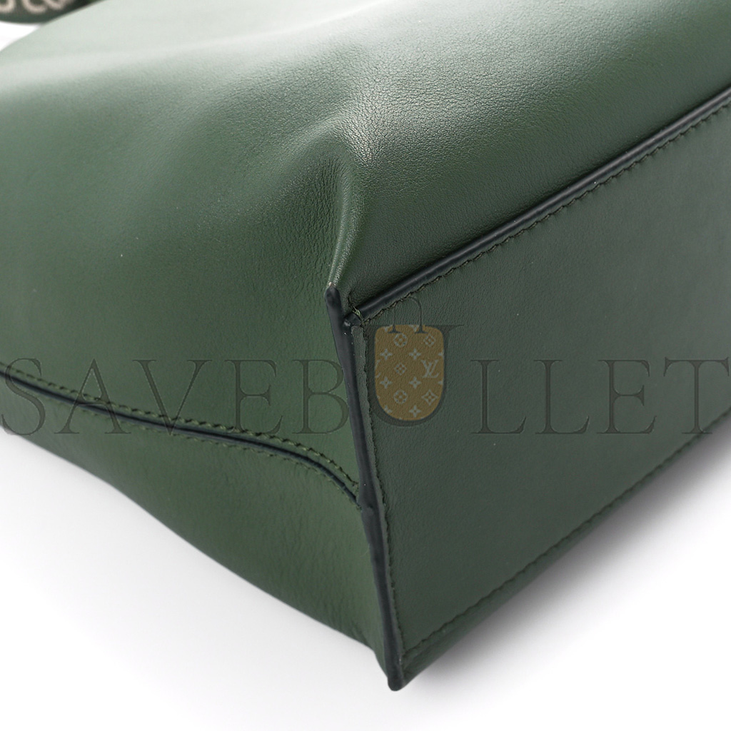 l*ew* S*pple smooth calfskin jacquard cubi crossbody bag green (33*29*17cm)