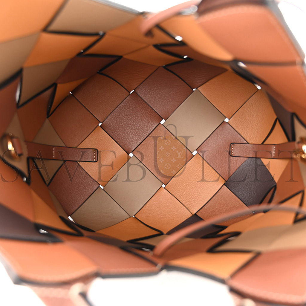 l*ew* calfskin small woven basket surplus bag brown (23*22*15cm)