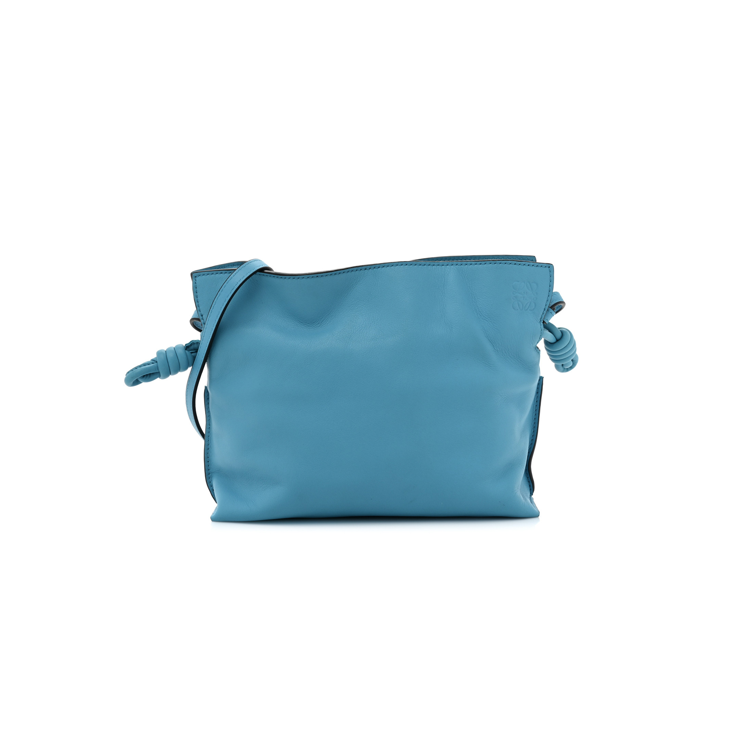 l*ew* calfskin mini flamenco knot bag cyan (22*18*7cm)