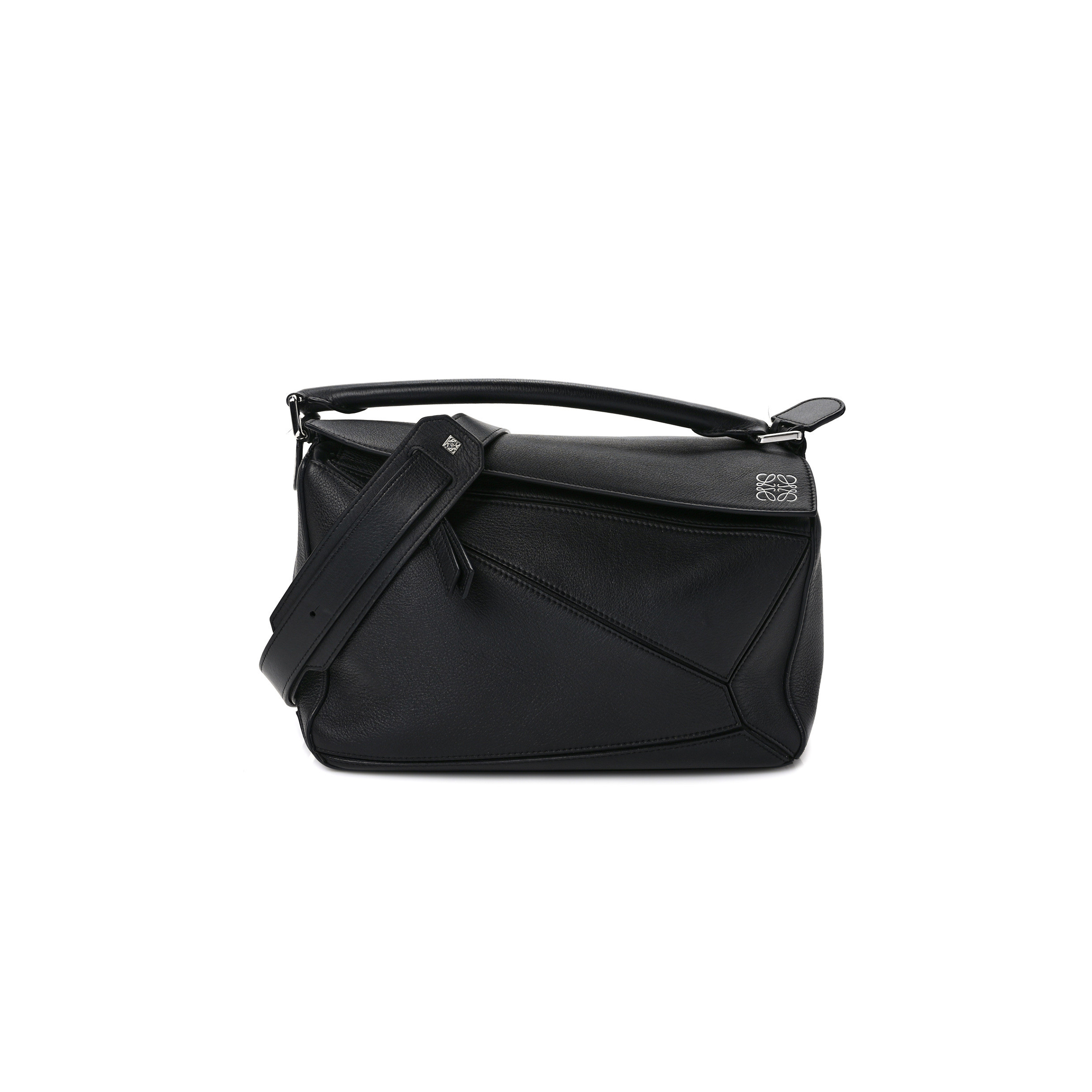l*ew* calfskin medium puzzle bag black (29*19.5*14cm)