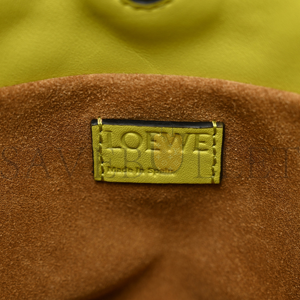 l*ew* calfskin mini flamenco knot clutch lime yellow (23*18*7cm)