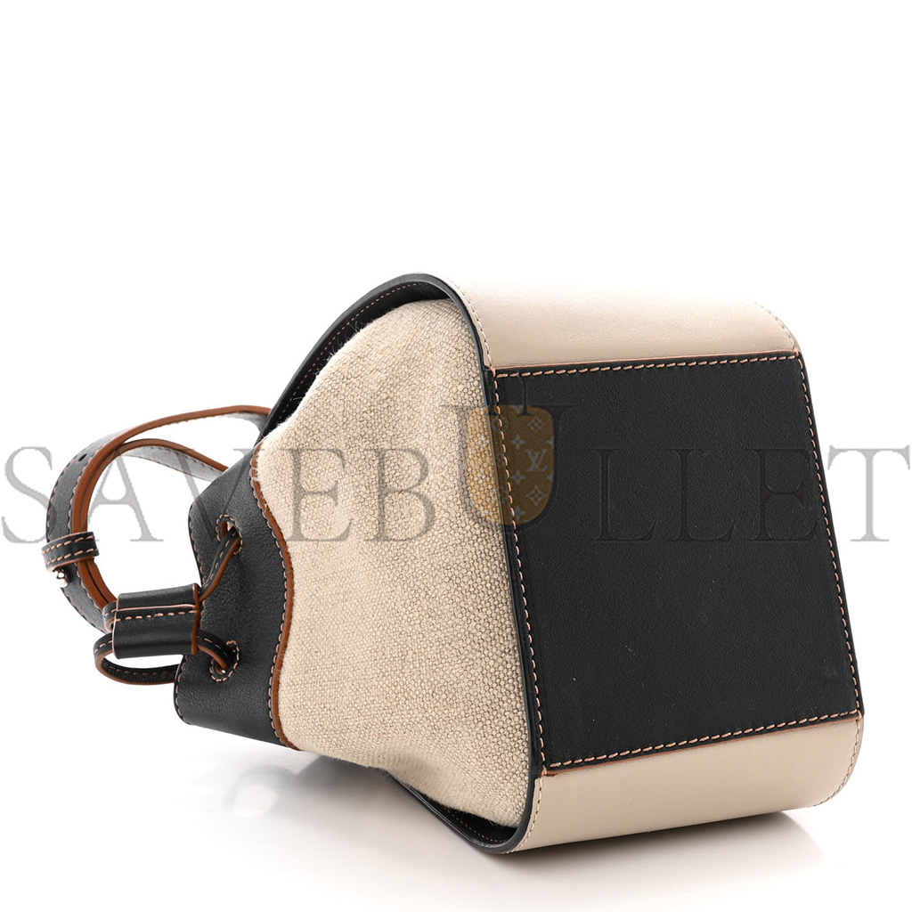 l*ew* calfskin canvas mini hammock shoulder bag mink black (20*16*10cm)