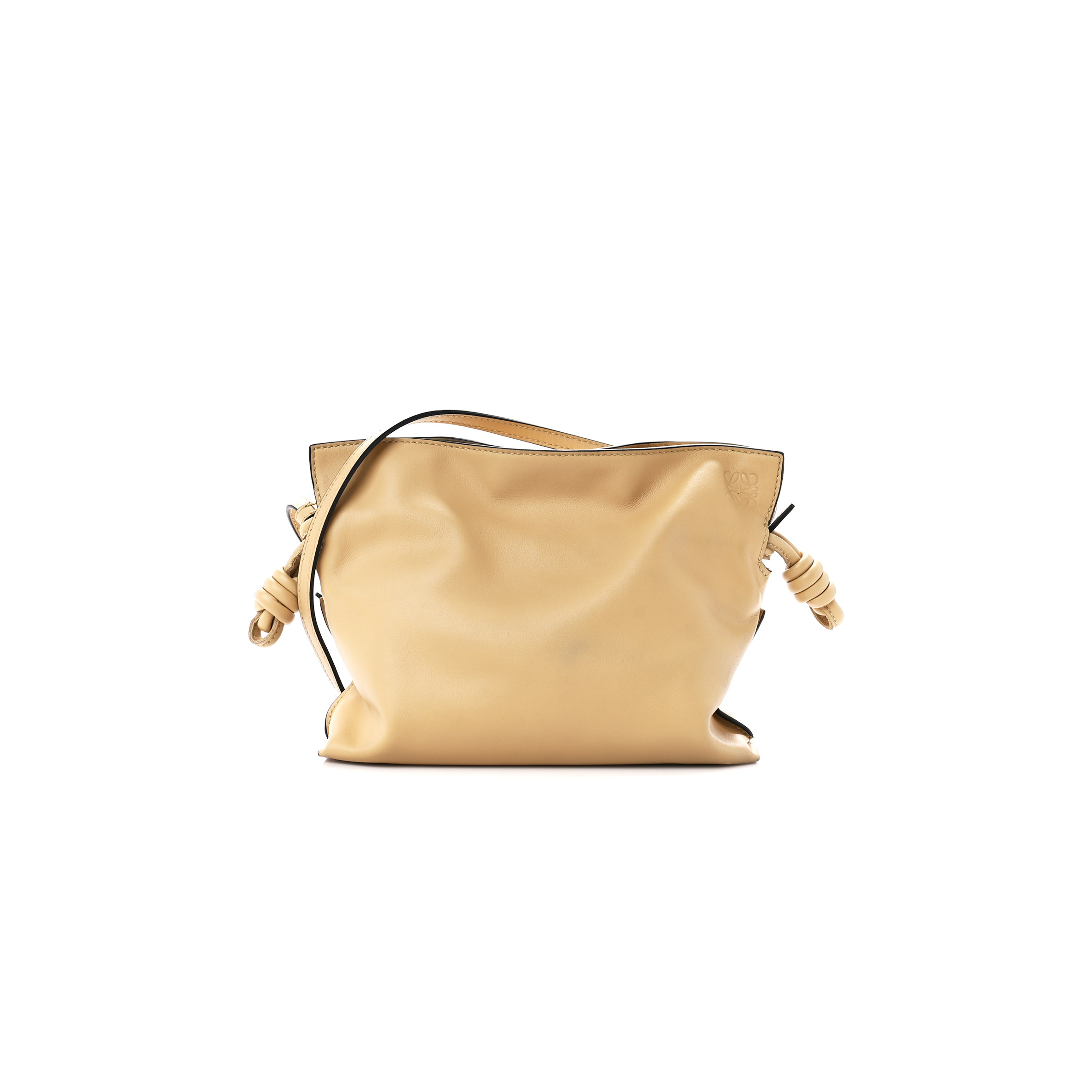 l*ew* calfskin mini flamenco knot clutch dark butter (23*18*7cm)