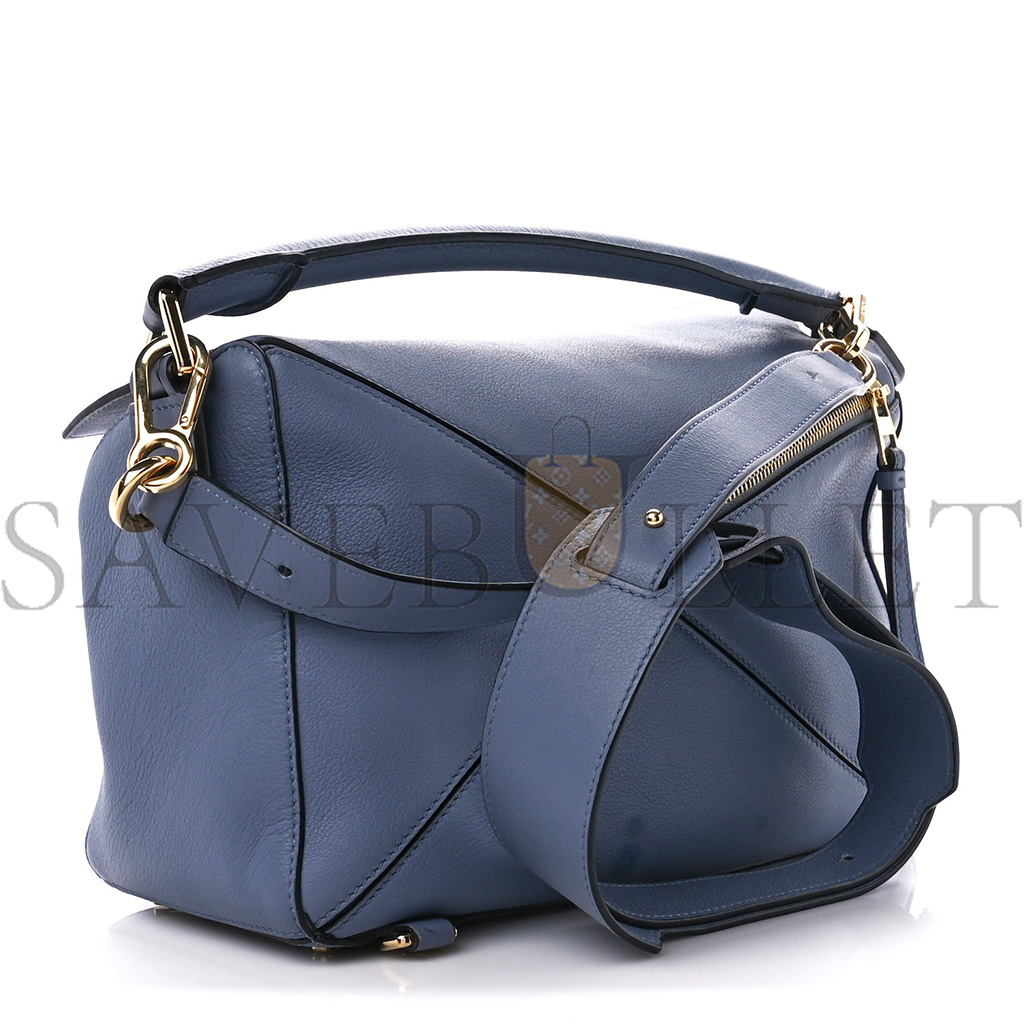 l*ew* calfskin medium puzzle bag blue (29*19.5*14cm)