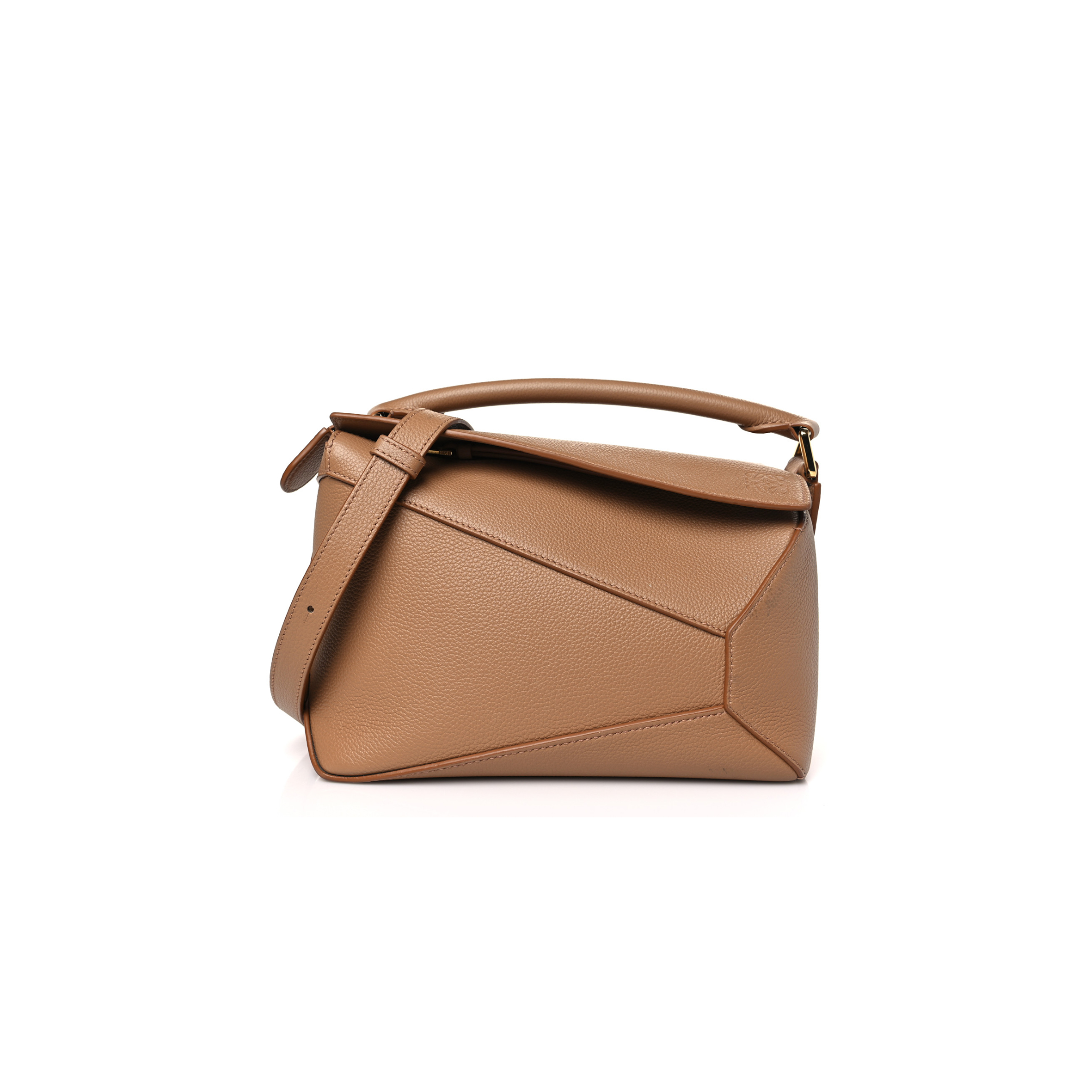 l*ew* grained calfskin small puzzle edge bag toffee (24*16.5*10.5cm)