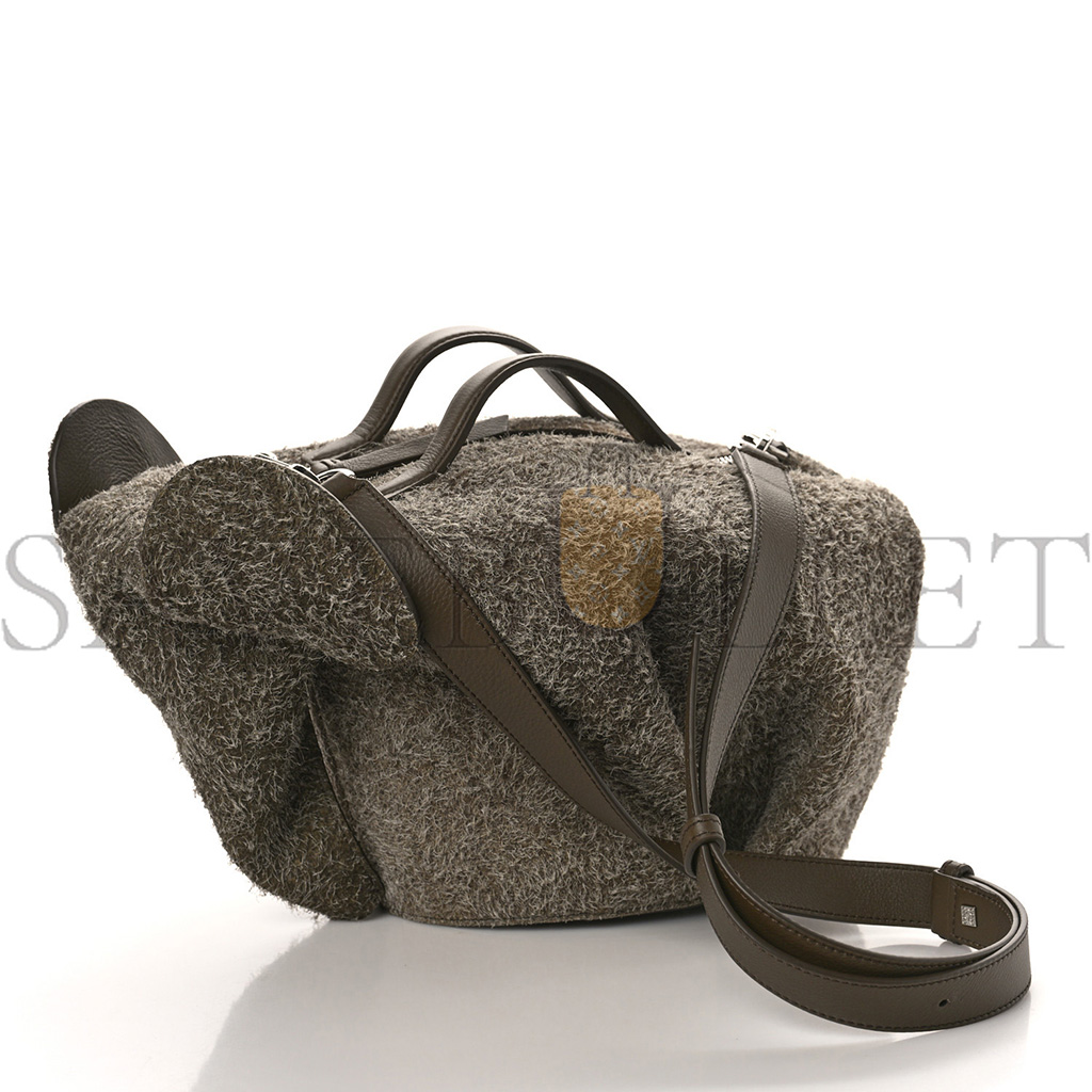 l*ew* brushed suede large elephant crossbody bag lichen grey (22*15*10cm)