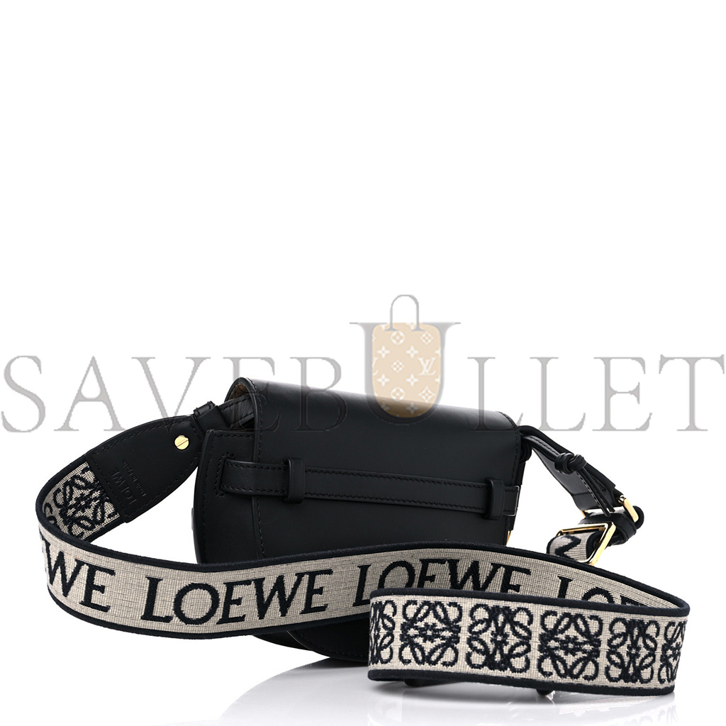 l*ew* calfskin jacquard mini gate dual bag black (21*13*9cm)