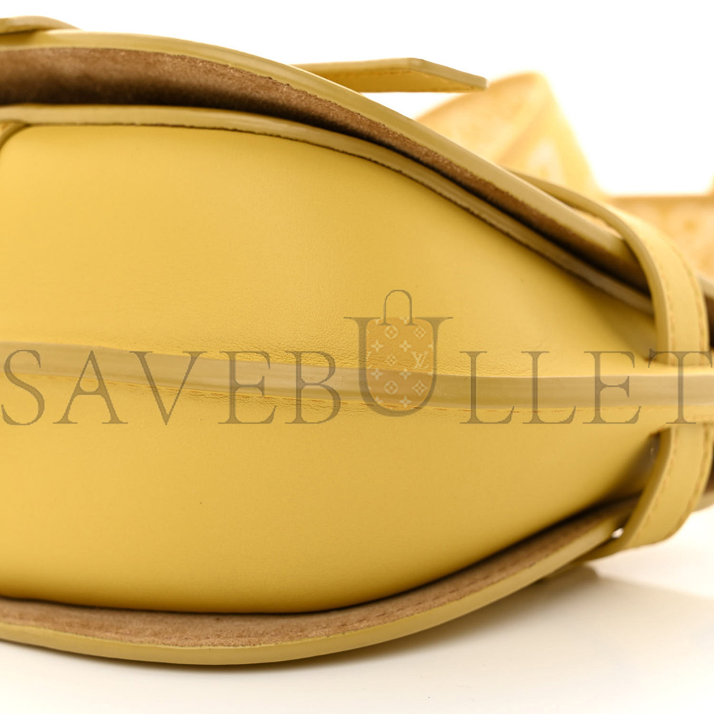 l*ew* calfskin jacquard mini gate dual bag dark yellow (19*14*9cm)