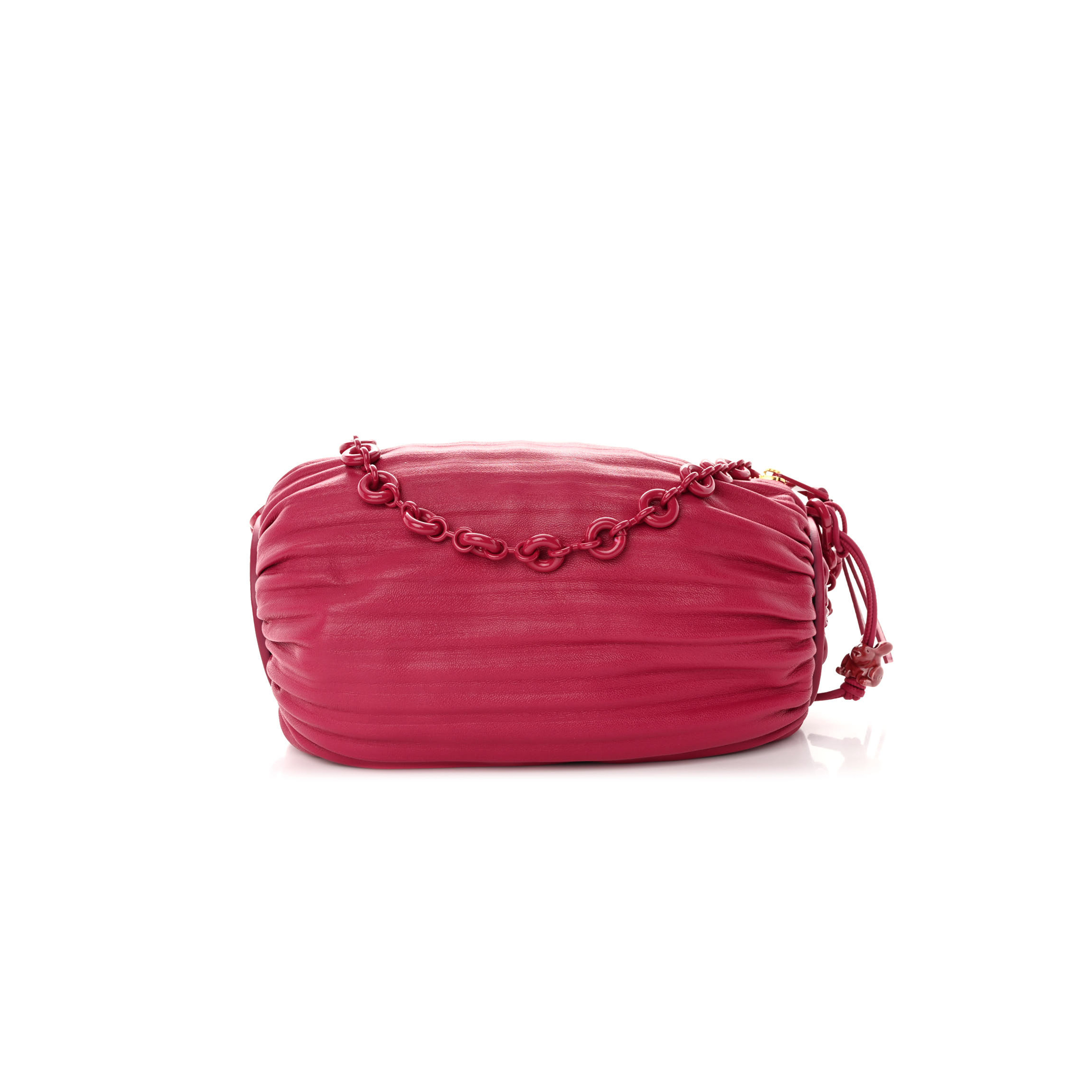 l*ew* lambskin pleated bracelet pouch shoulder bag rouge blossoms (25*10*10cm)