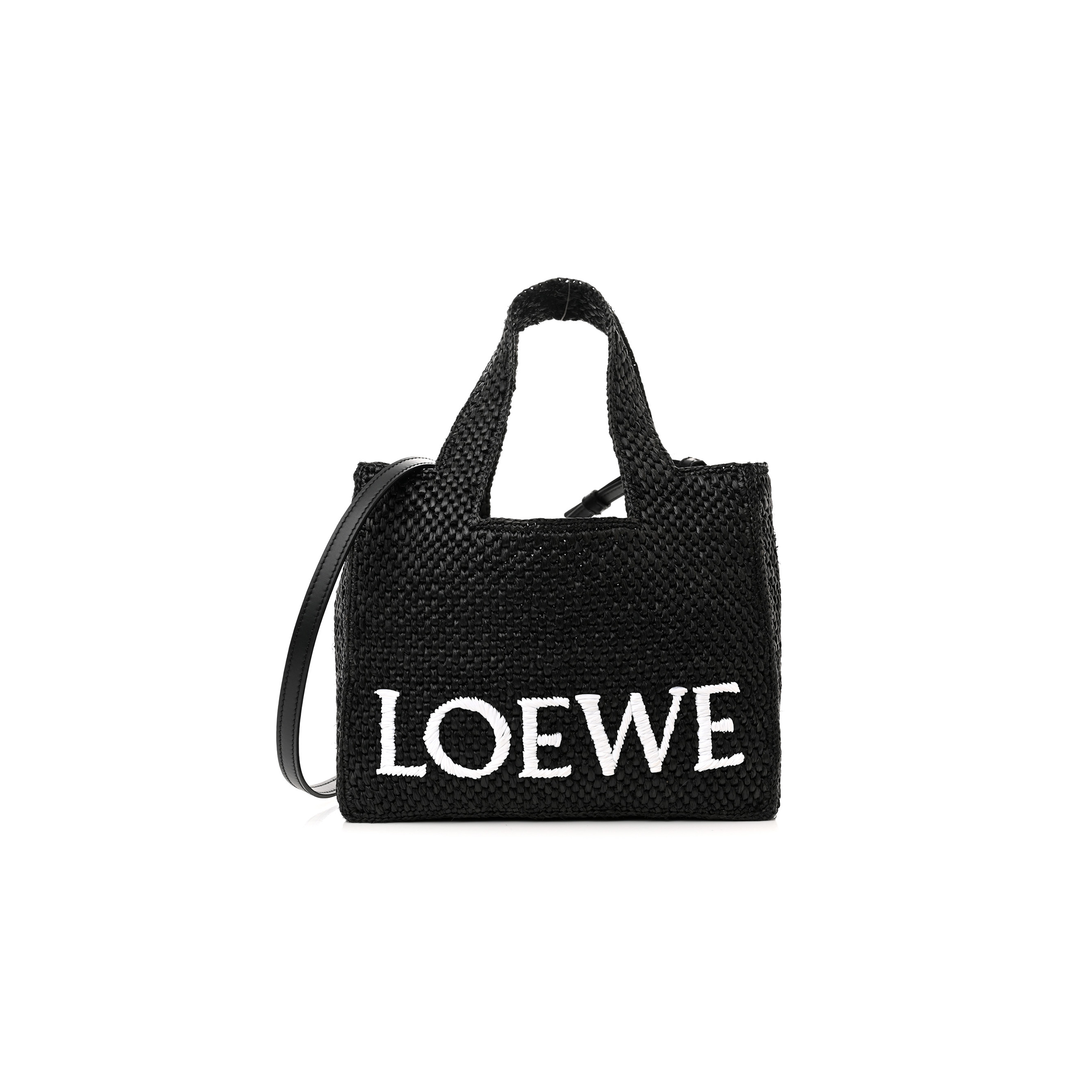 l*ew* raffia small paula ibiza logo tote black white (23*19*10cm)