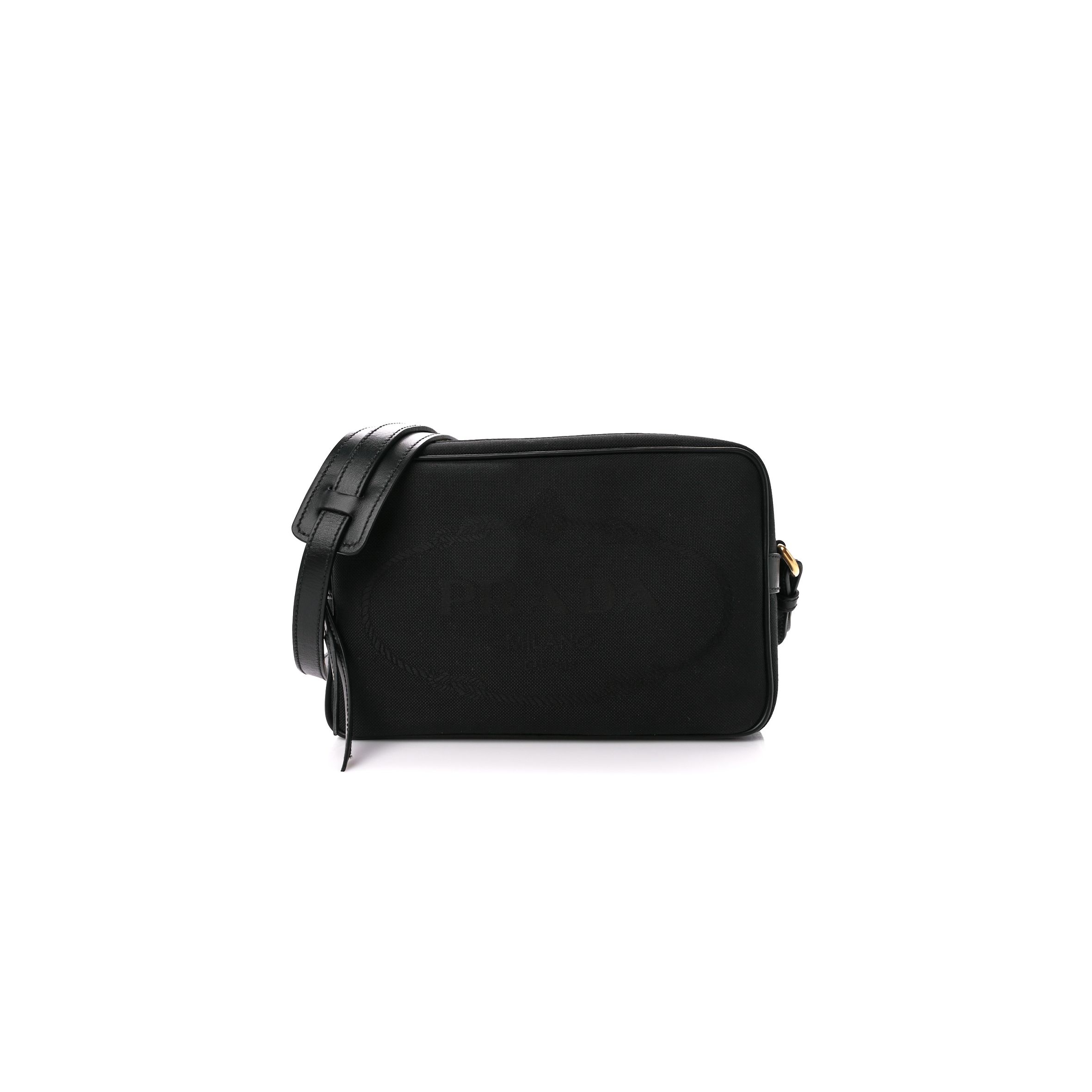 Pra*a jacquard logo camera bag black (23*15*8cm)
