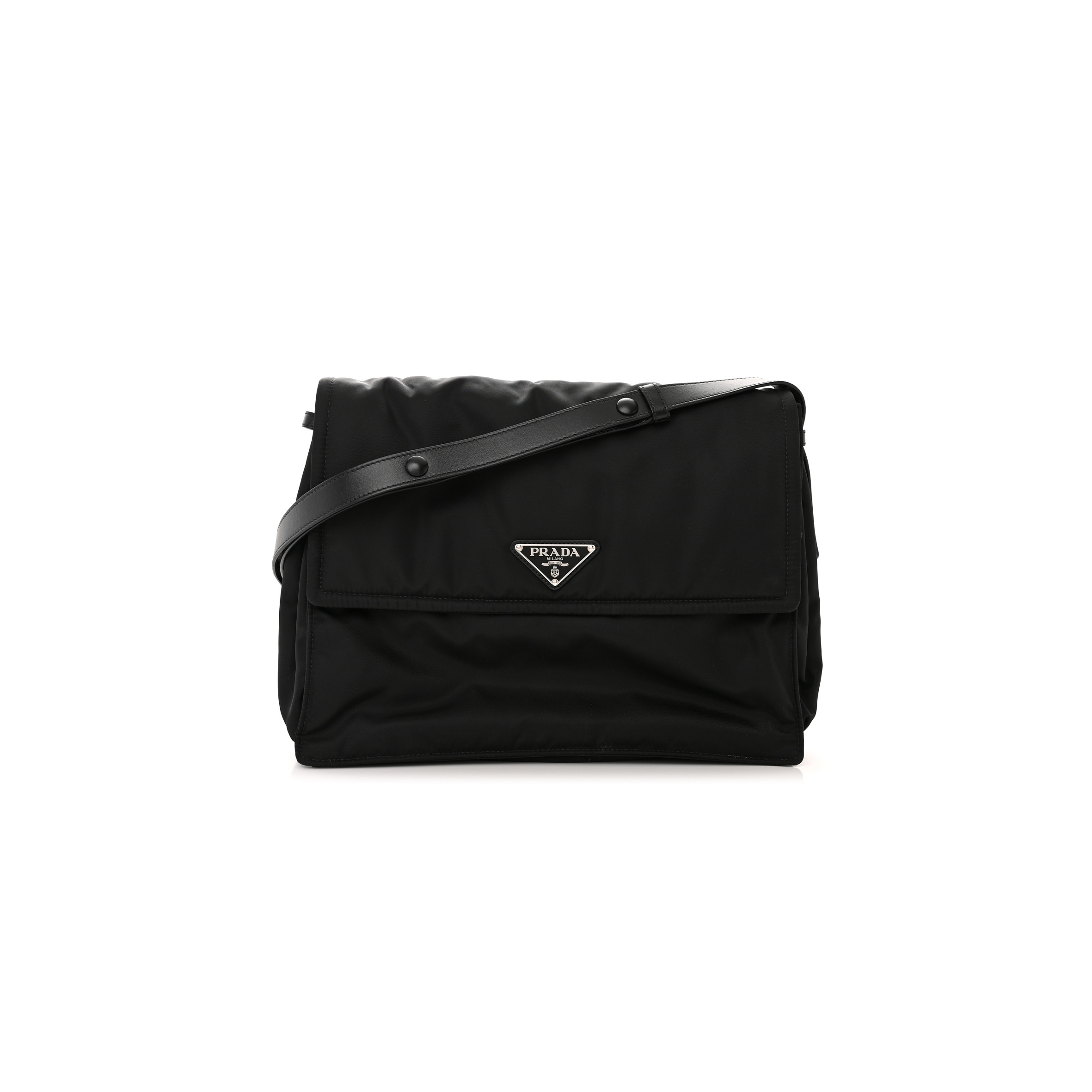 Pra*a re-nylon small padded shoulder bag black (36*29*15cm)
