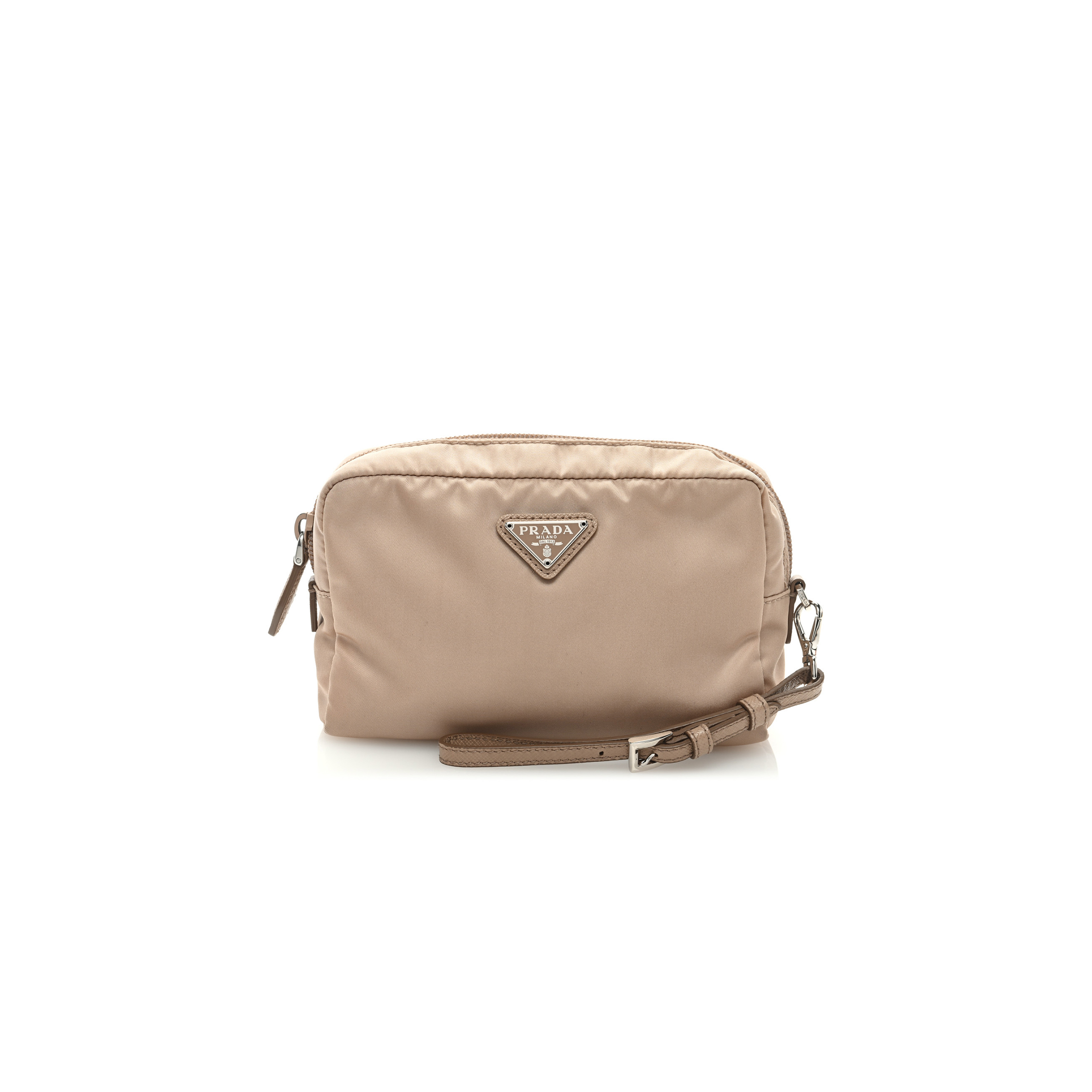 Pra*a tessuto nylon saffiano wristlet cammeo (17*11*4cm)