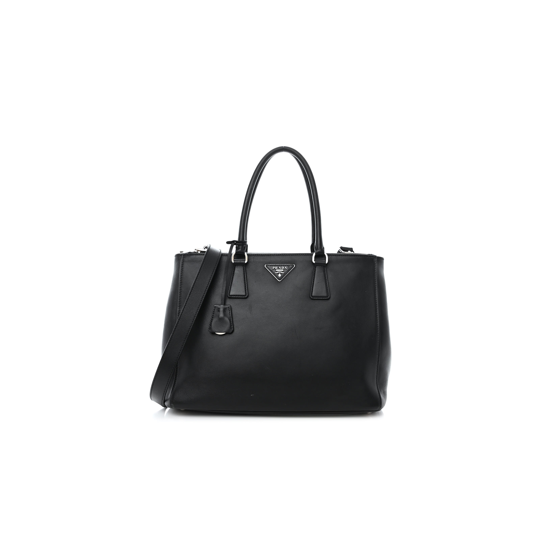 Pra*a soft calfskin galleria double zip tote black (34*25*15cm)