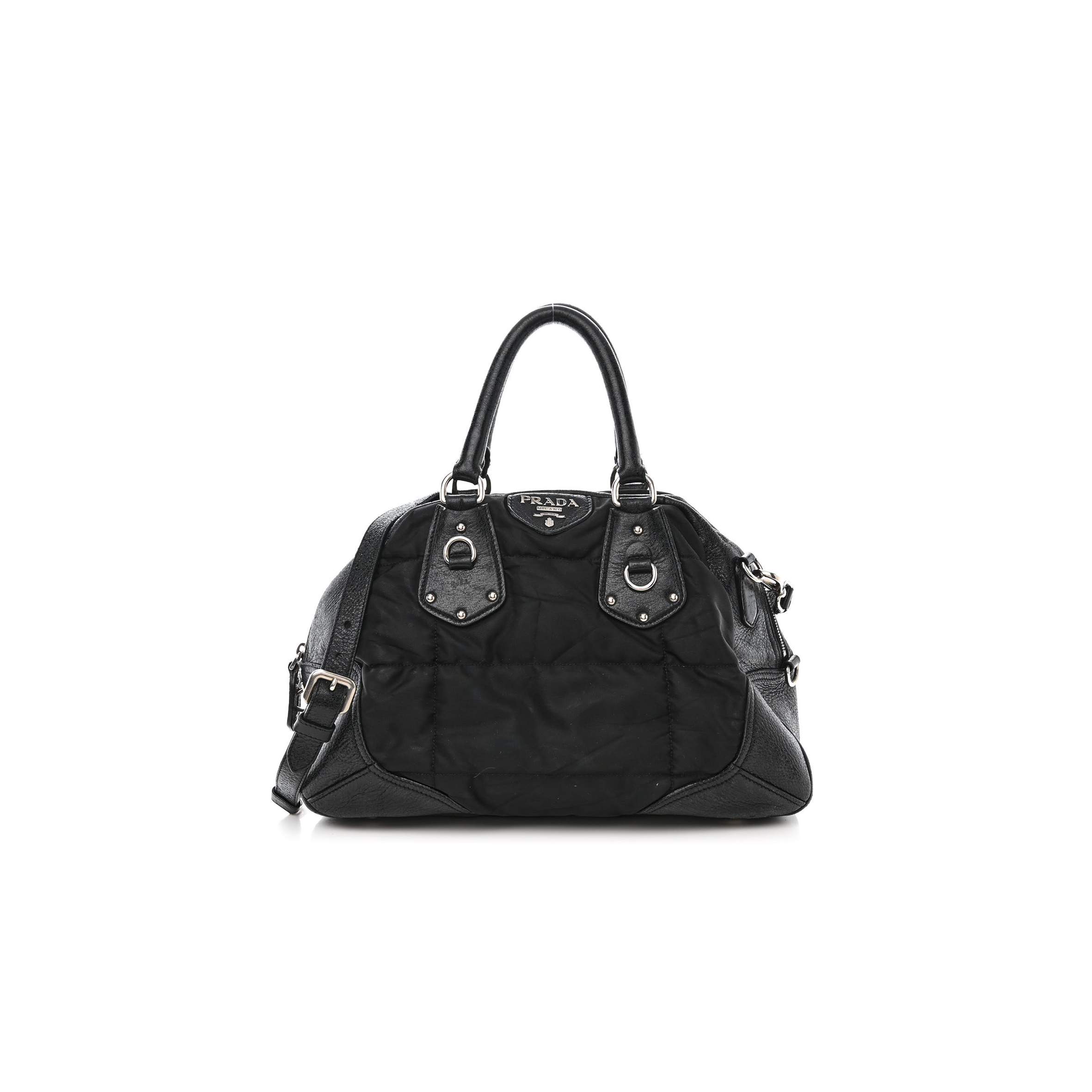 Pra*a nylon quilted 24h satchel black (34*23*16cm)