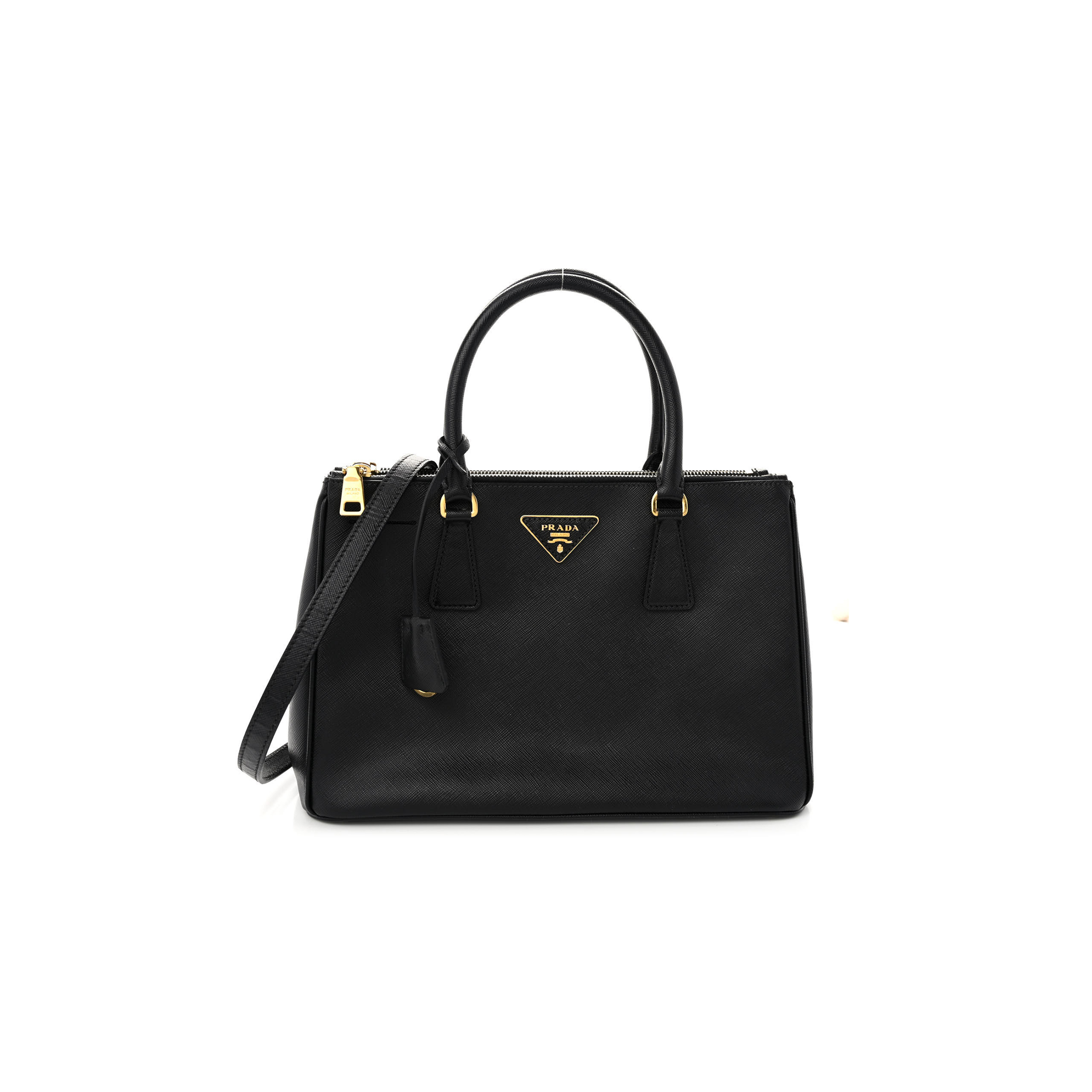 Pra*a saffiano medium galleria double zip tote black (32*20*14cm)