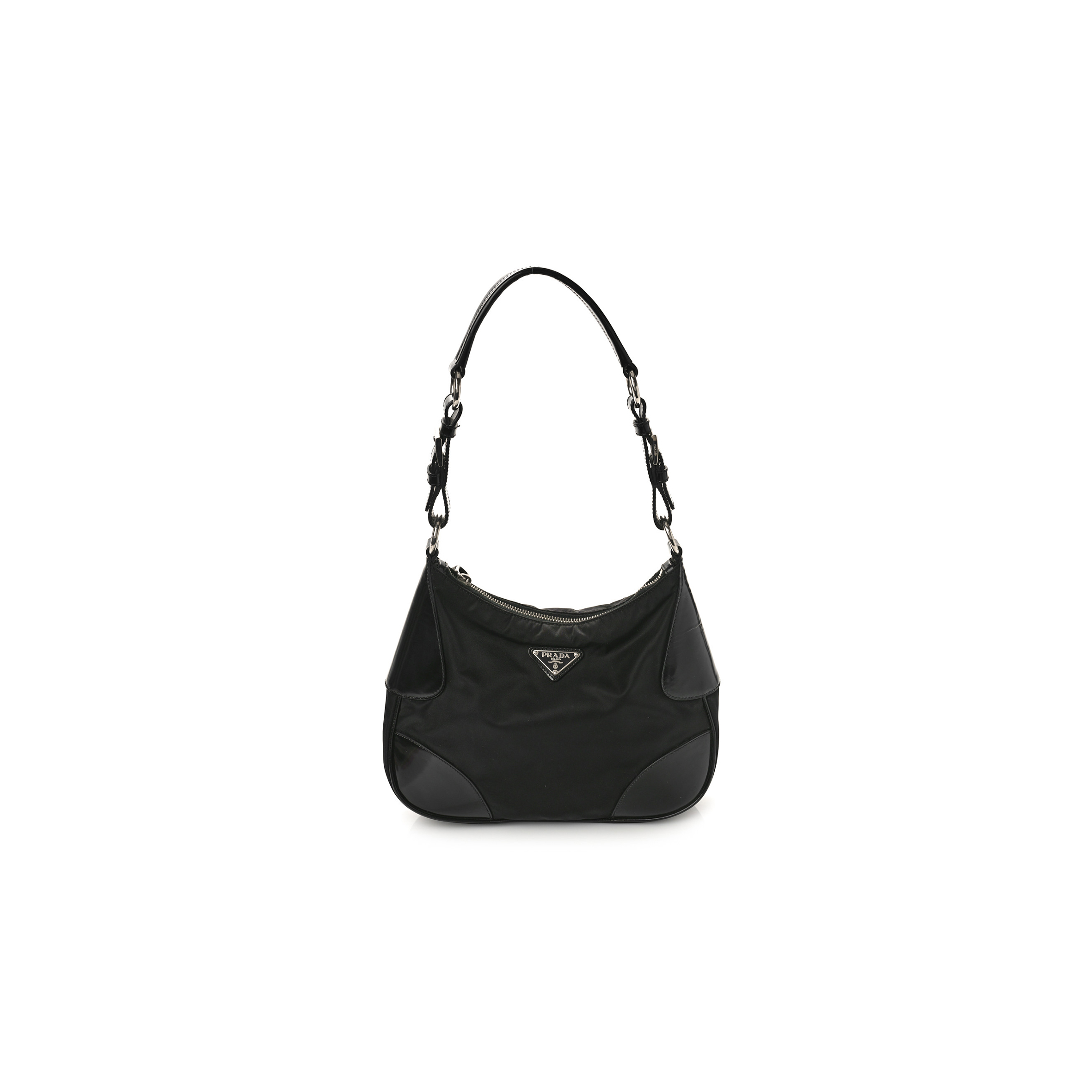 Pra*a tessuto nylon vitello hobo nero black (31*23*11cm)