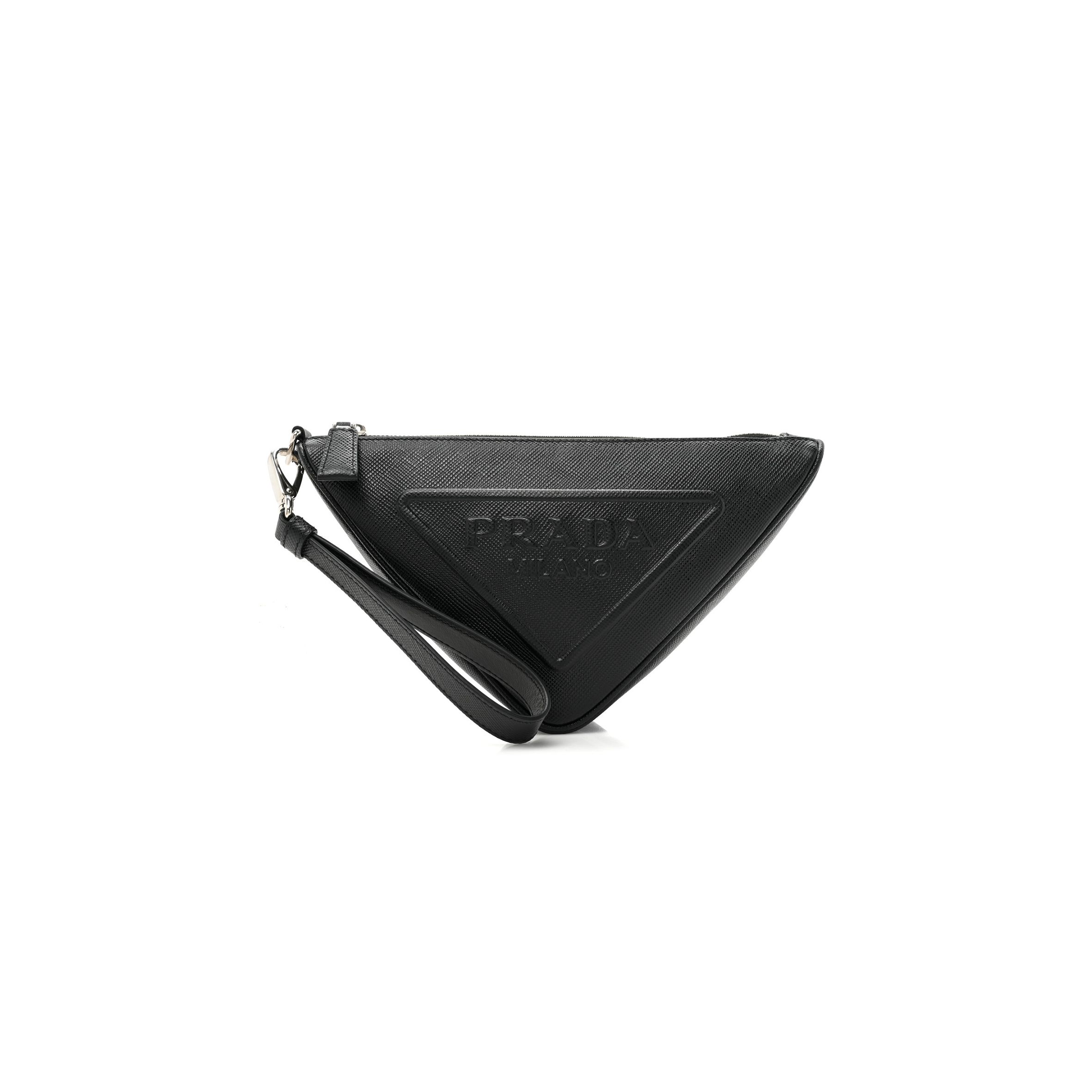 Pra*a saffiano triangle wristlet black (27*15*8cm)