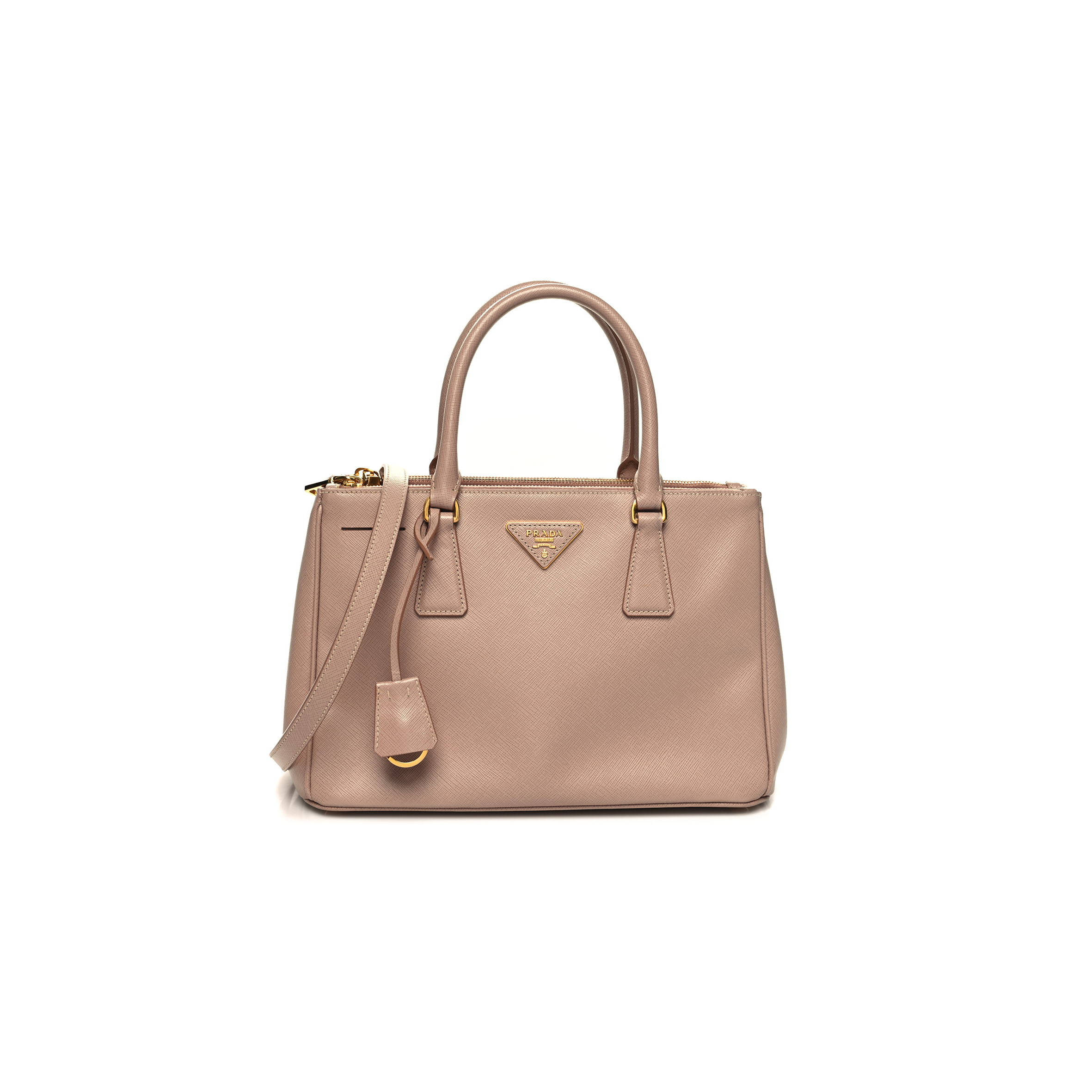 Pra*a saffiano small galleria double zip tote cammeo (29*20*13cm)