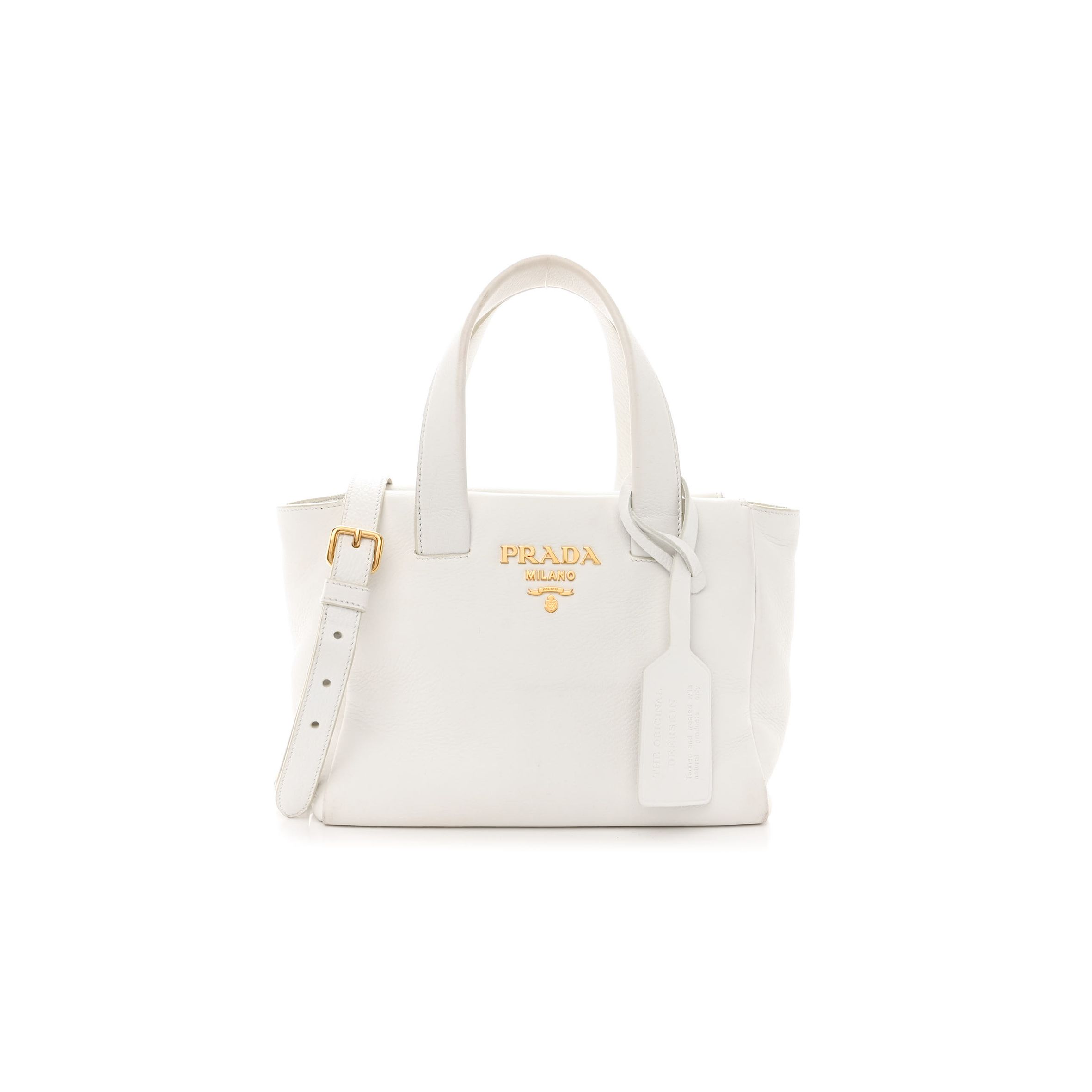 Pra*a vitello cervo mini satchel white (24*24*11cm)